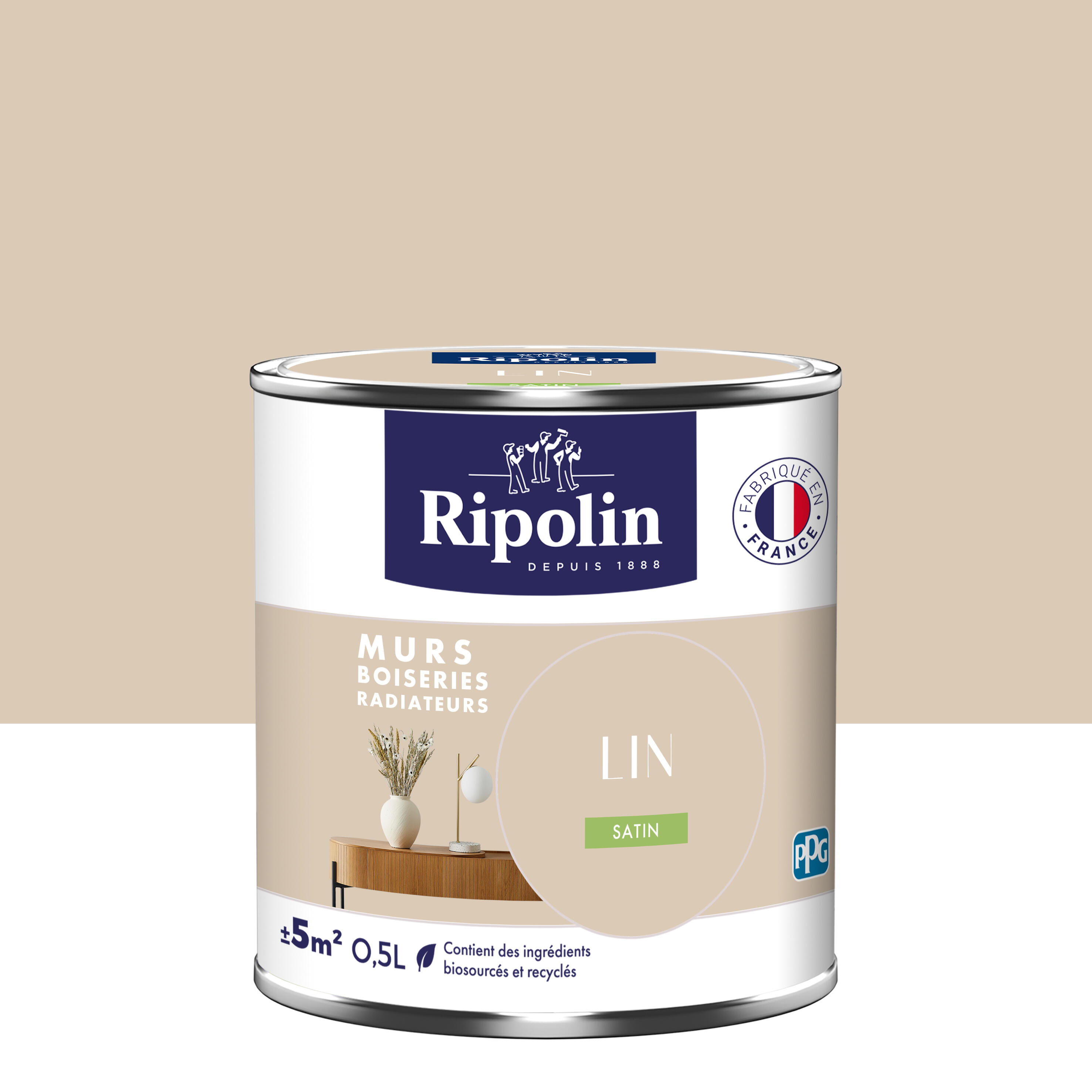 Peinture mur, boiserie, radiateur lin satiné RIPOLIN Intérieur 0.5l