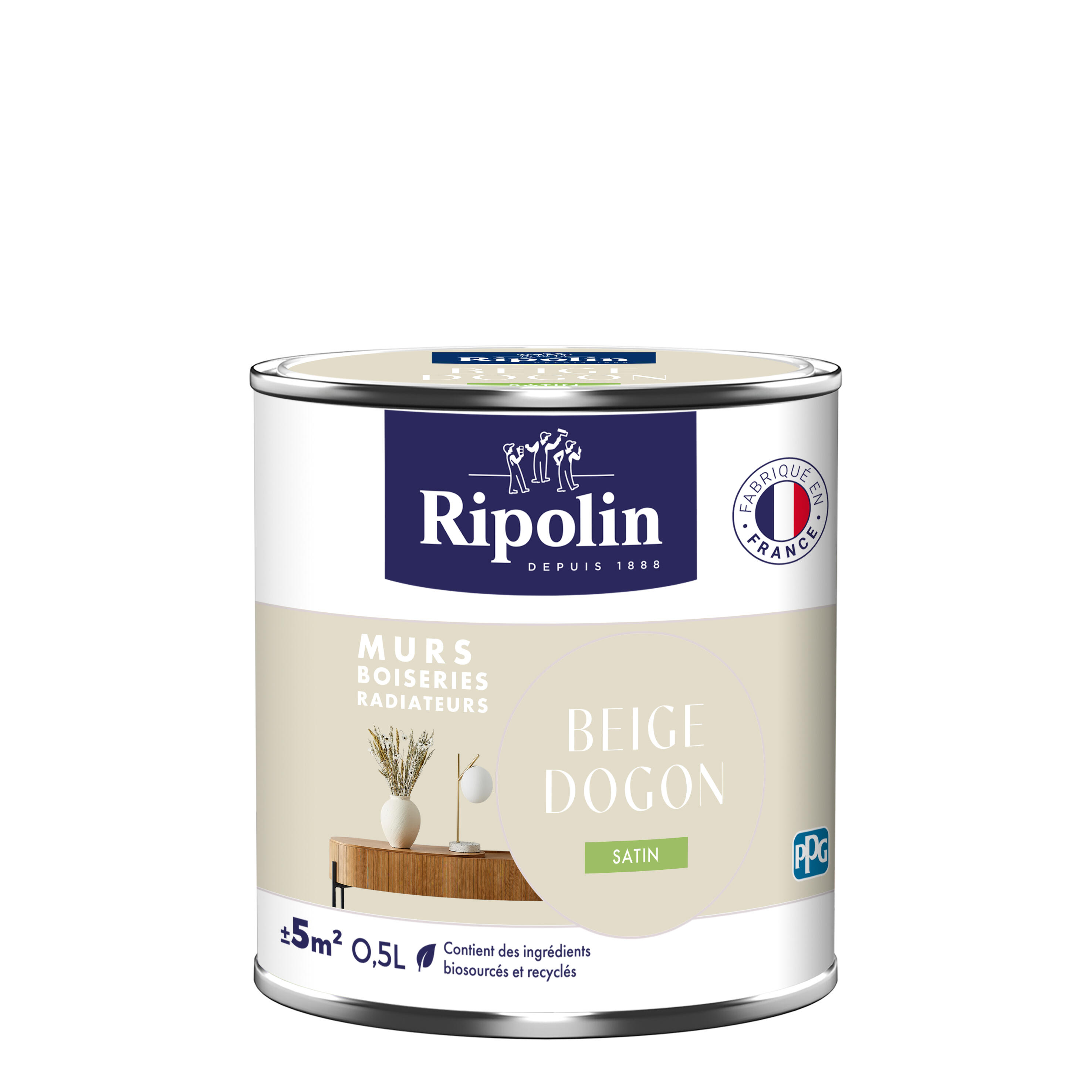 Peinture mur, boiserie, radiateur beige dogon satin RIPOLIN , 0.5L - 6