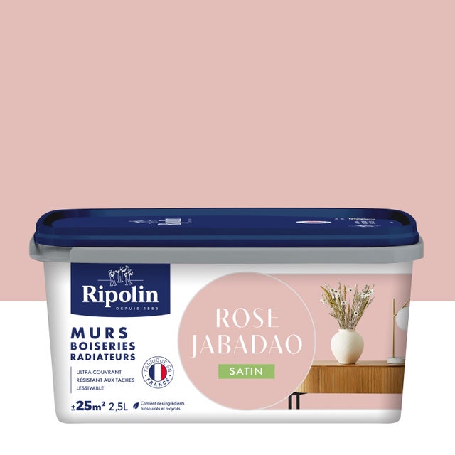 Peinture mur, boiserie, radiateur rose jabadao satin RIPOLIN , 2.5L