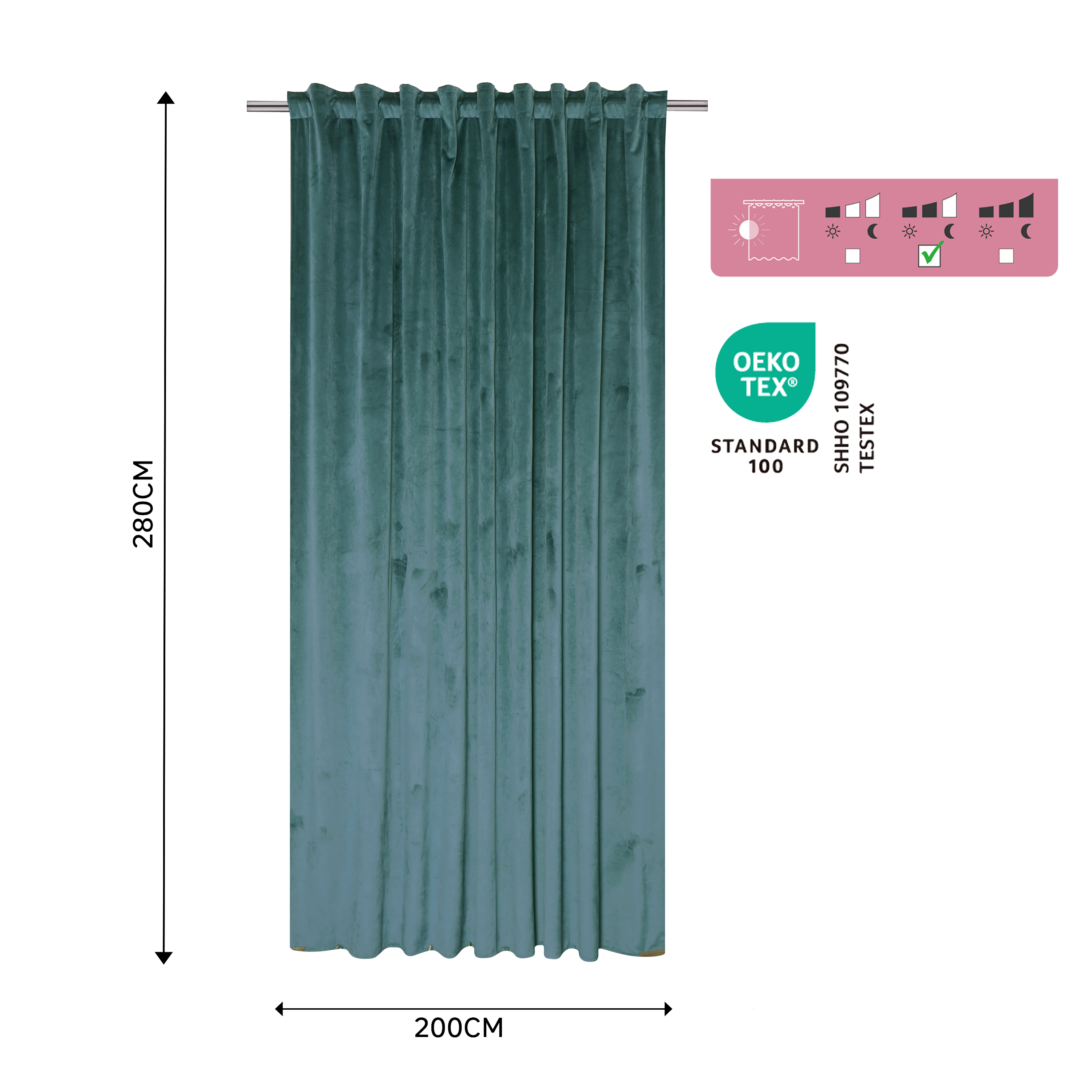 Zasłona welurowa Tony niebieska 200 x 280 cm na taśmie Inspire - 13
