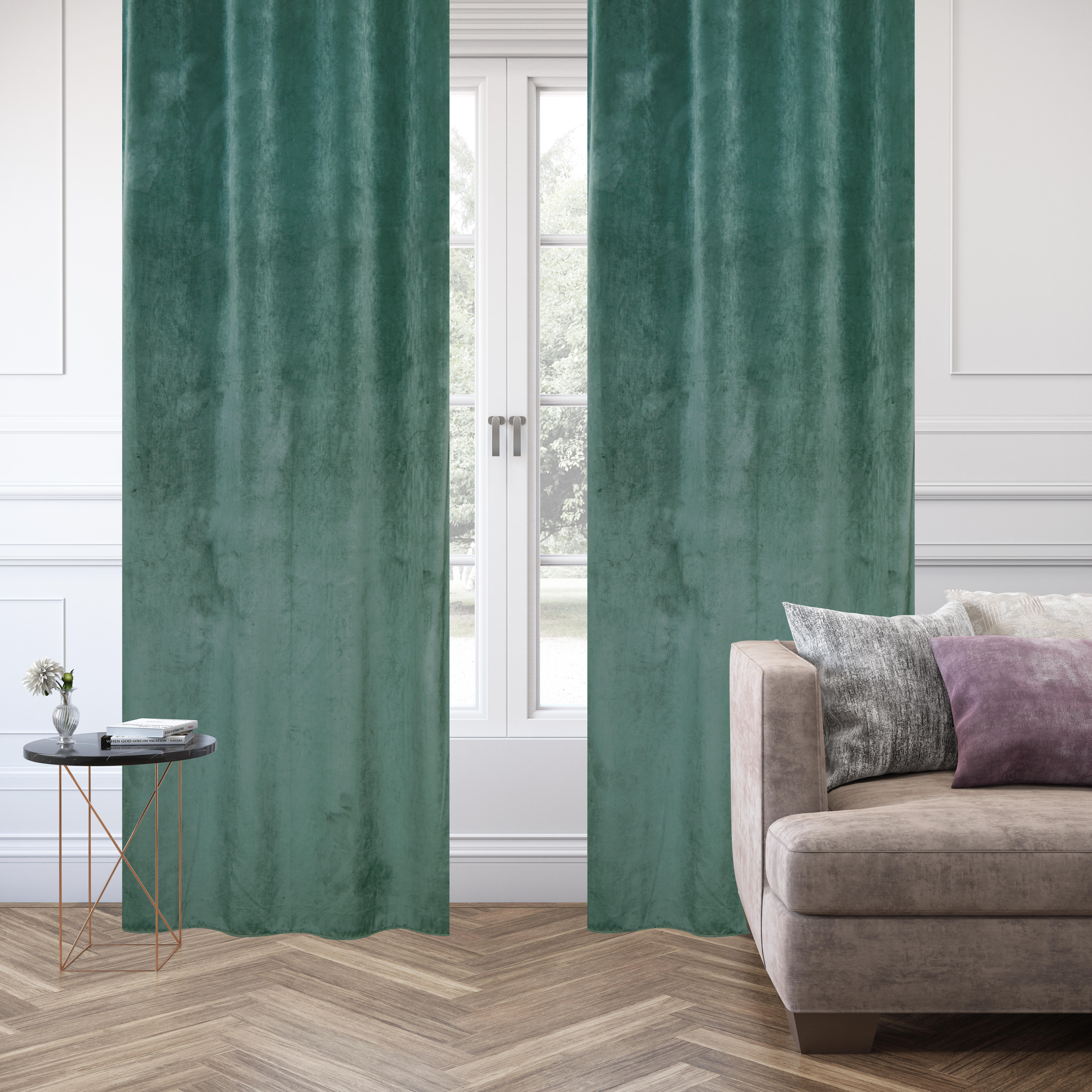 Zasłona welurowa Tony niebieska 200 x 280 cm na taśmie Inspire - 4