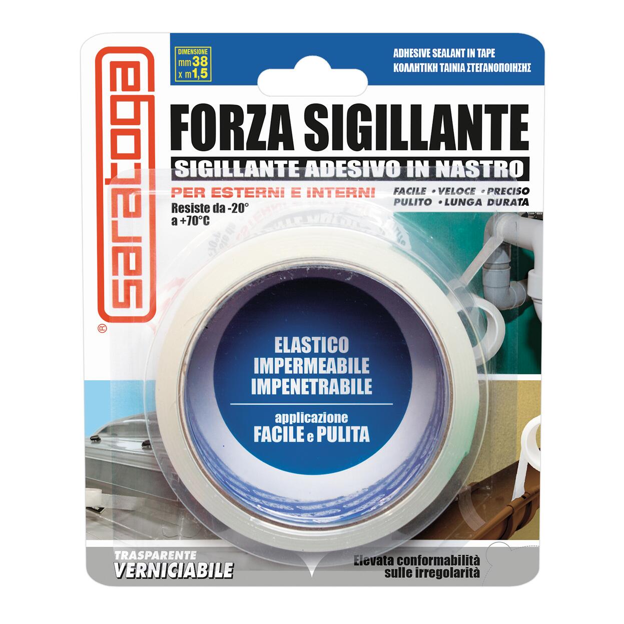 Nastro adesivo, SARATOGA Forza Sigillante per riparazione, impermeabile trasparente H 38 mm x L 1.5 mt - 2