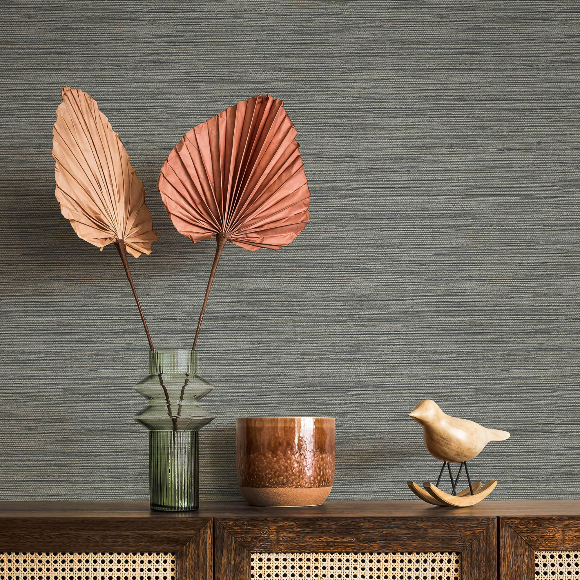 Papier peint intissé Couleurs et Matières Effet Paille Gris Galet — free download