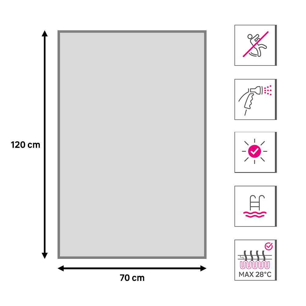 Alfombra pie de cama exterior/interior pvc Teplon 70x120cm tejido plano base antideslizante marco grafito / platino - 3