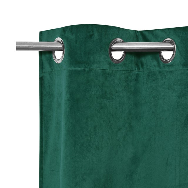 Cortina ollaos Tony poliéster terciopelo de 300x280cm INSPIRE liso verde exotic. Incluye cinta termoadhesiva