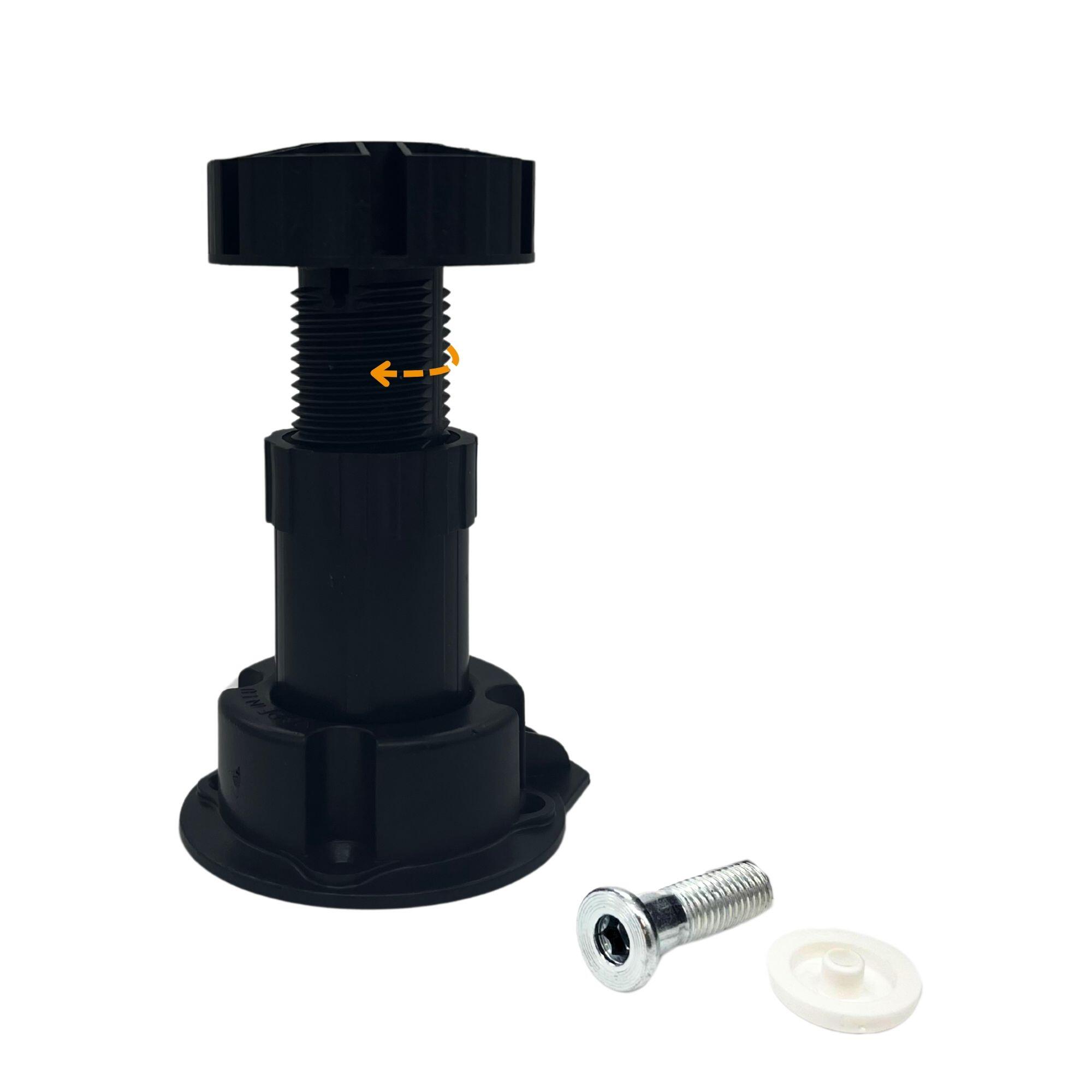 Piede per mobili regolabile in PVC nero opaco ø 3 x H 9 cm - 2