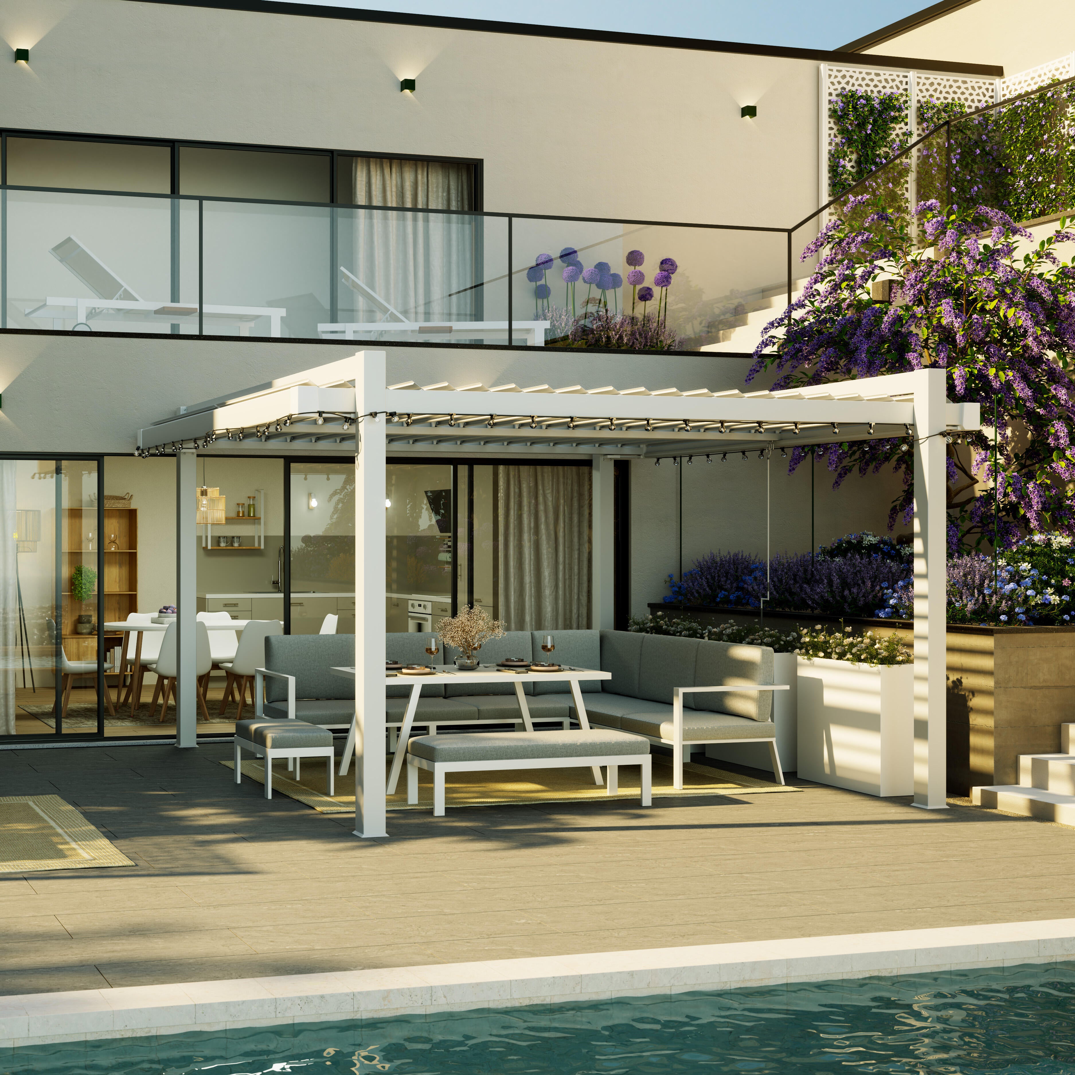 Pergola in alluminio bianca 3 x 3.5 m - Persea NATERIAL - 4