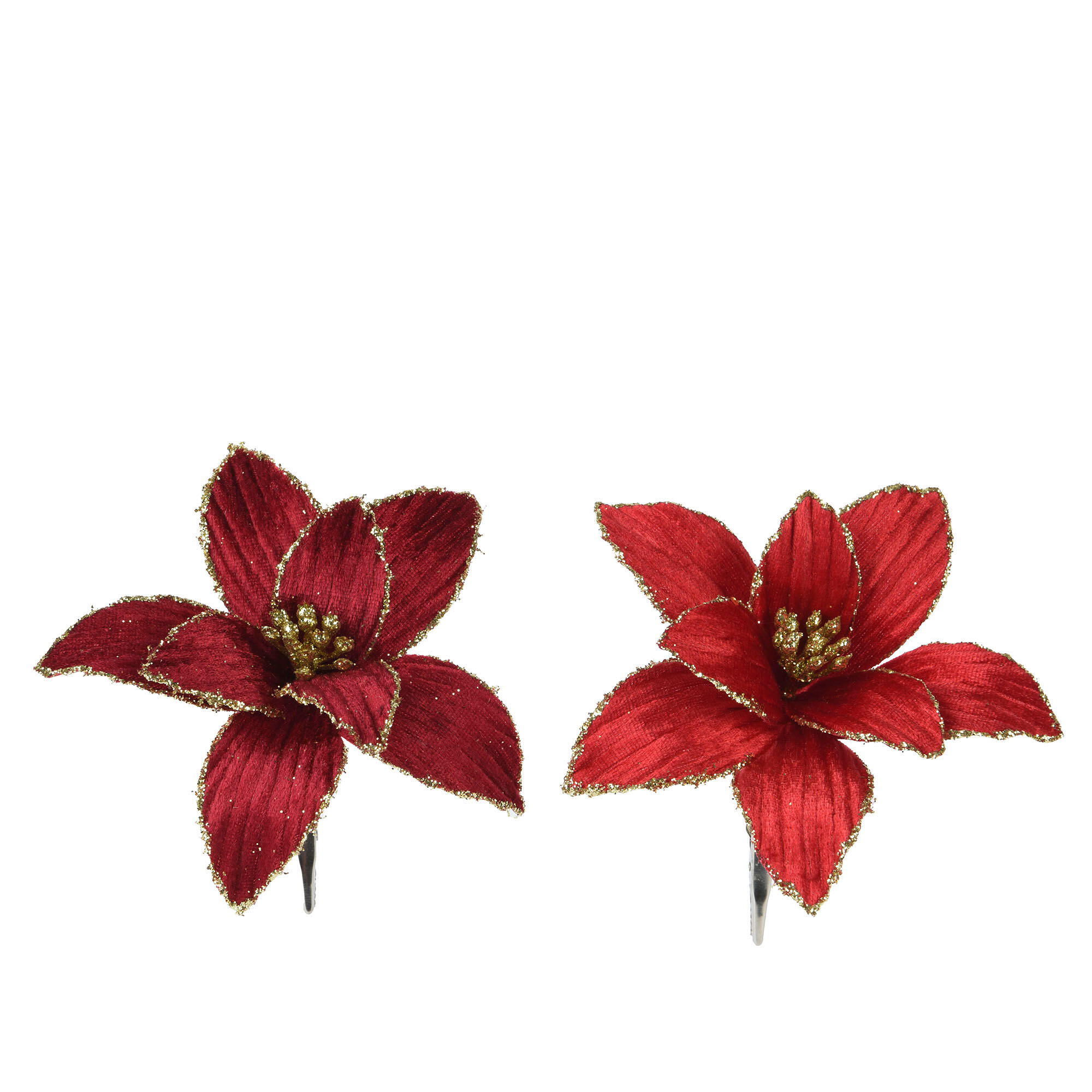 Adorno clip poinsettia rojo mix 13 cm - 2