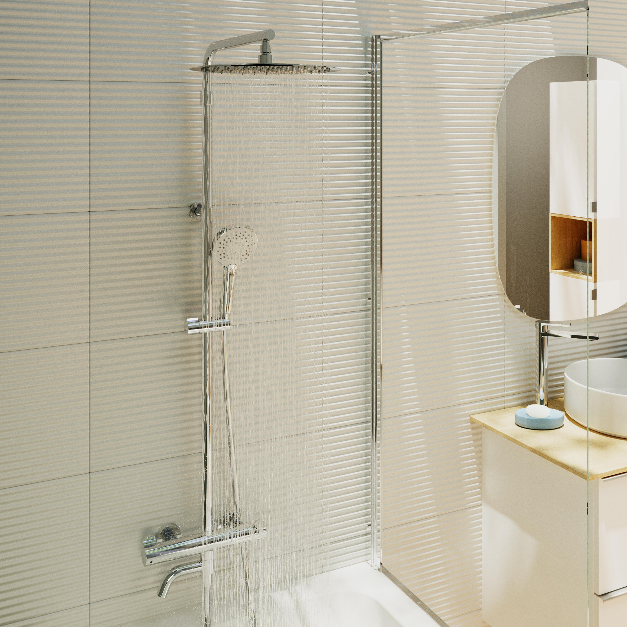 Conjunto de banheira com torneira termostática cromado Sensea Icone - 3