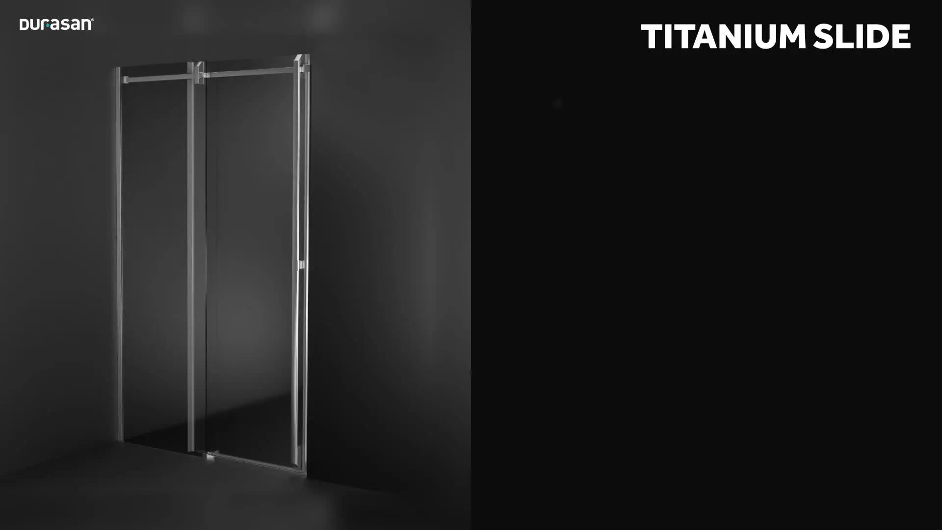 Drzwi prysznicowe przesuwne Titanium czarne 120x200 cm Durasan - 3