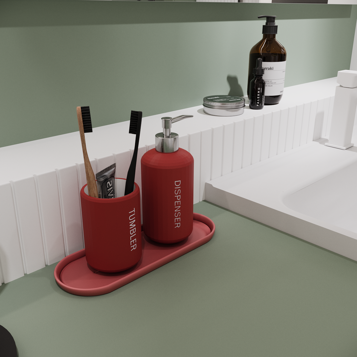 Podstawka łazienkowa taca pod kubki kosmetyki Soft bistro czerwona Sensea - 7