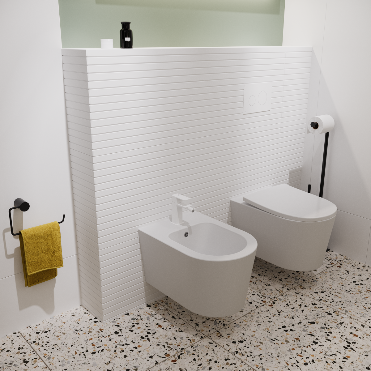 Stojak na papier toaletowy i szczotkę toaletową biały mat Essential Sensea