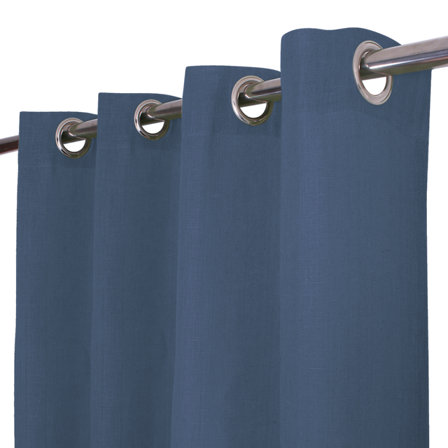 Cortina ollaos Lenaya 100% lino de 140x280cm INSPIRE liso azul denim. Incluye cinta termoadhesiva