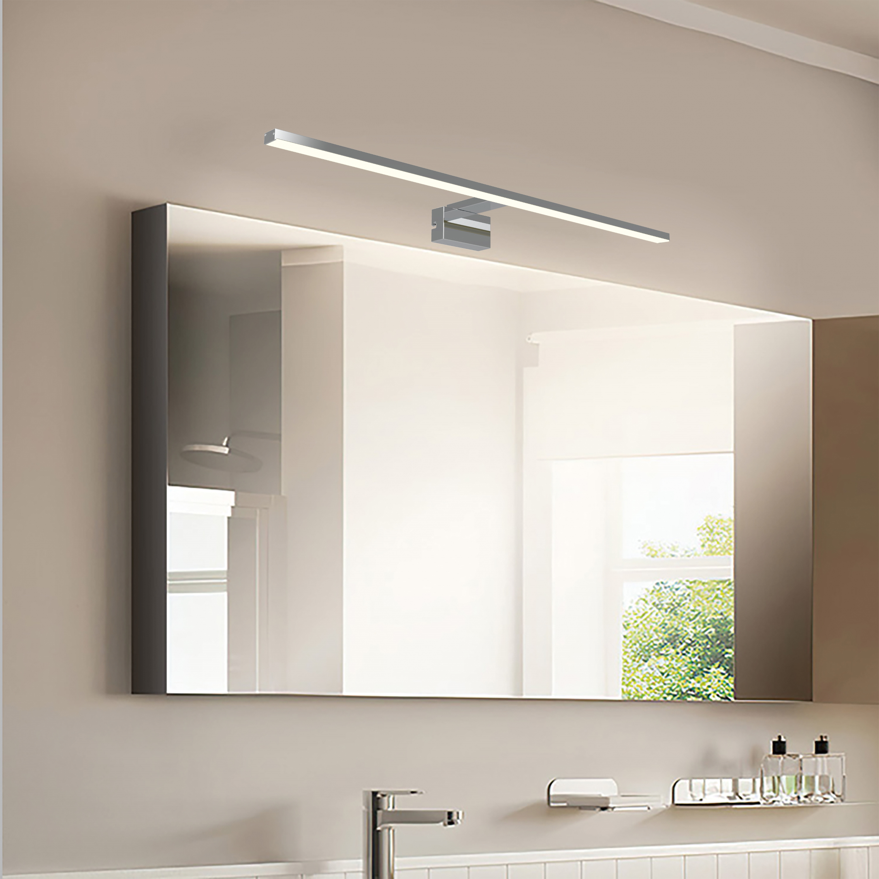 Applique LED bagno moderno Slim 80 cromo IP44, luce bianco naturale 2100 lumen, INSPIRE - 4