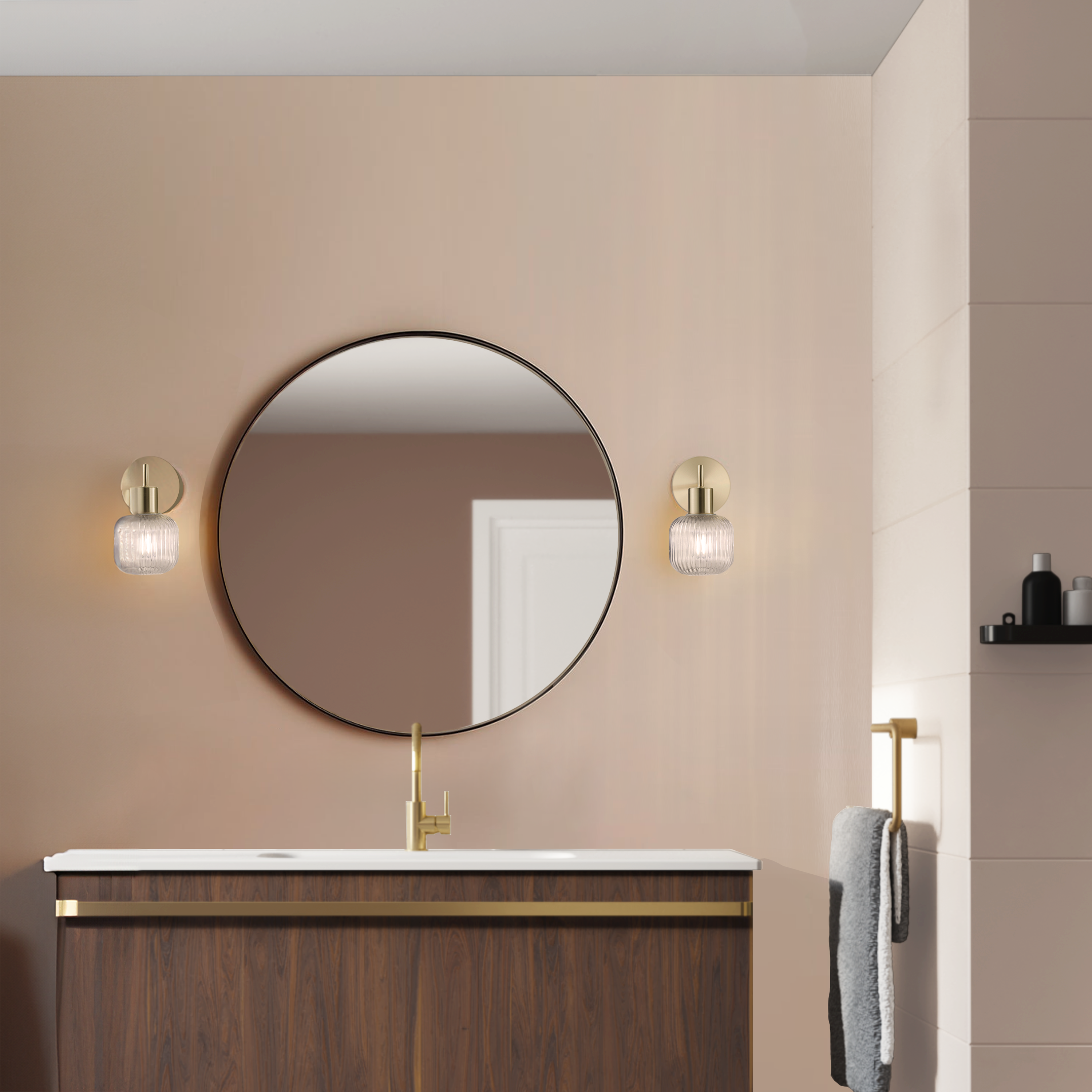 Applique Dipsy glamour ottone paralume trasparente IP44 E14 INSPIRE - 5