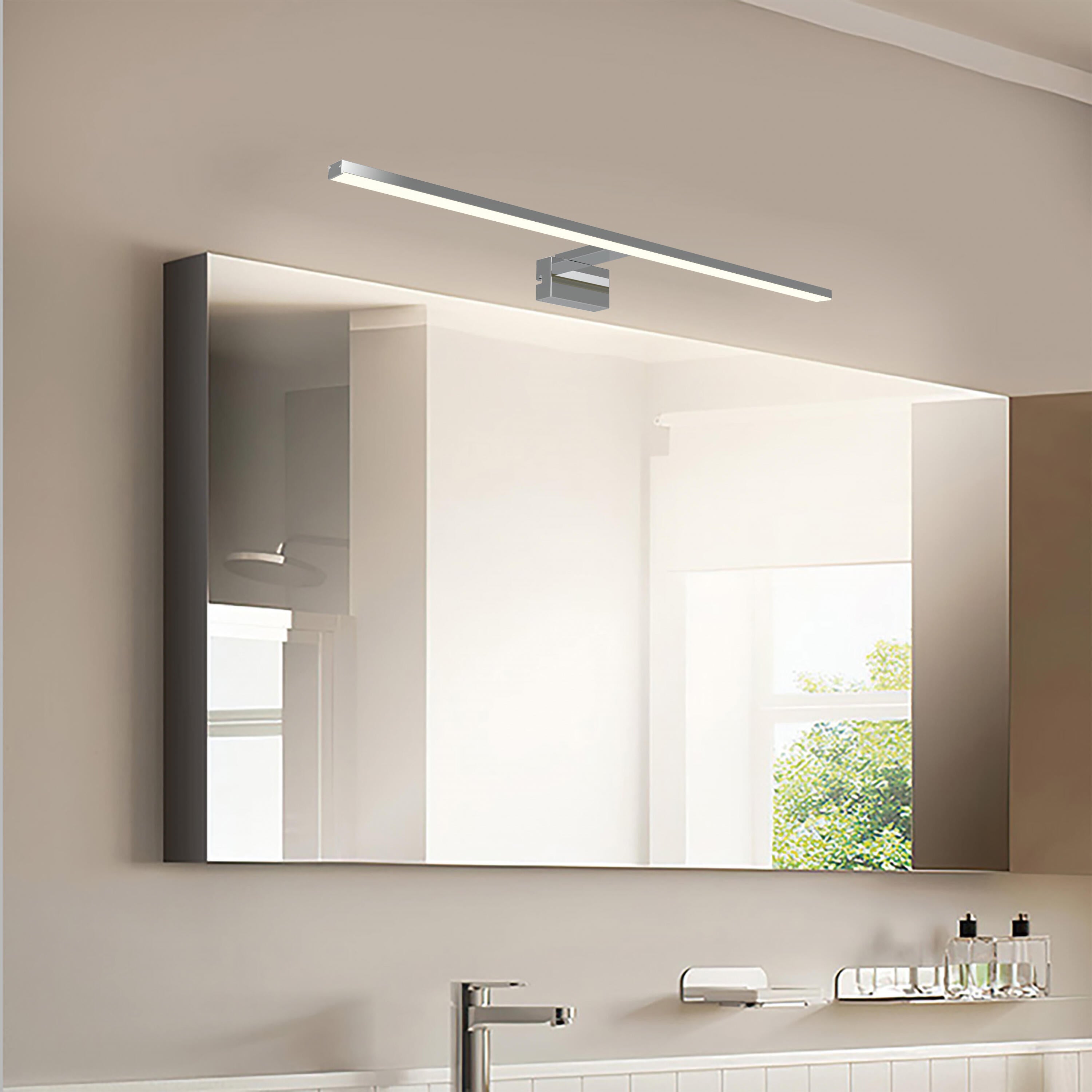 Applique LED bagno moderno Slim 80 cromo IP44, luce bianco naturale 2100 lumen, INSPIRE - 3