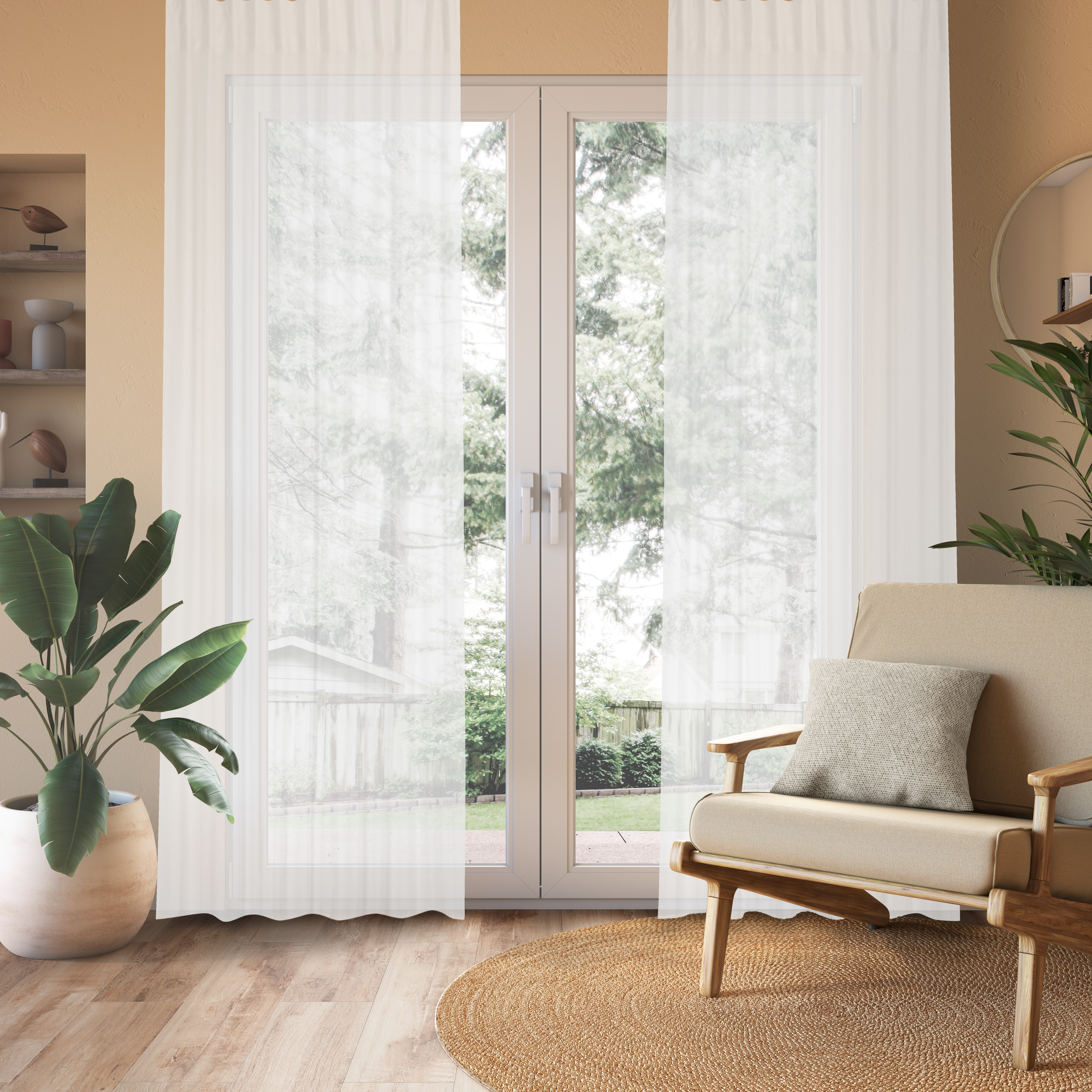 Visillo cinta frunce, trabilla oculta Elara algodón de 200x280cm INSPIRE semi-transparente blanco. Incluye cinta termoadhesiva - 7
