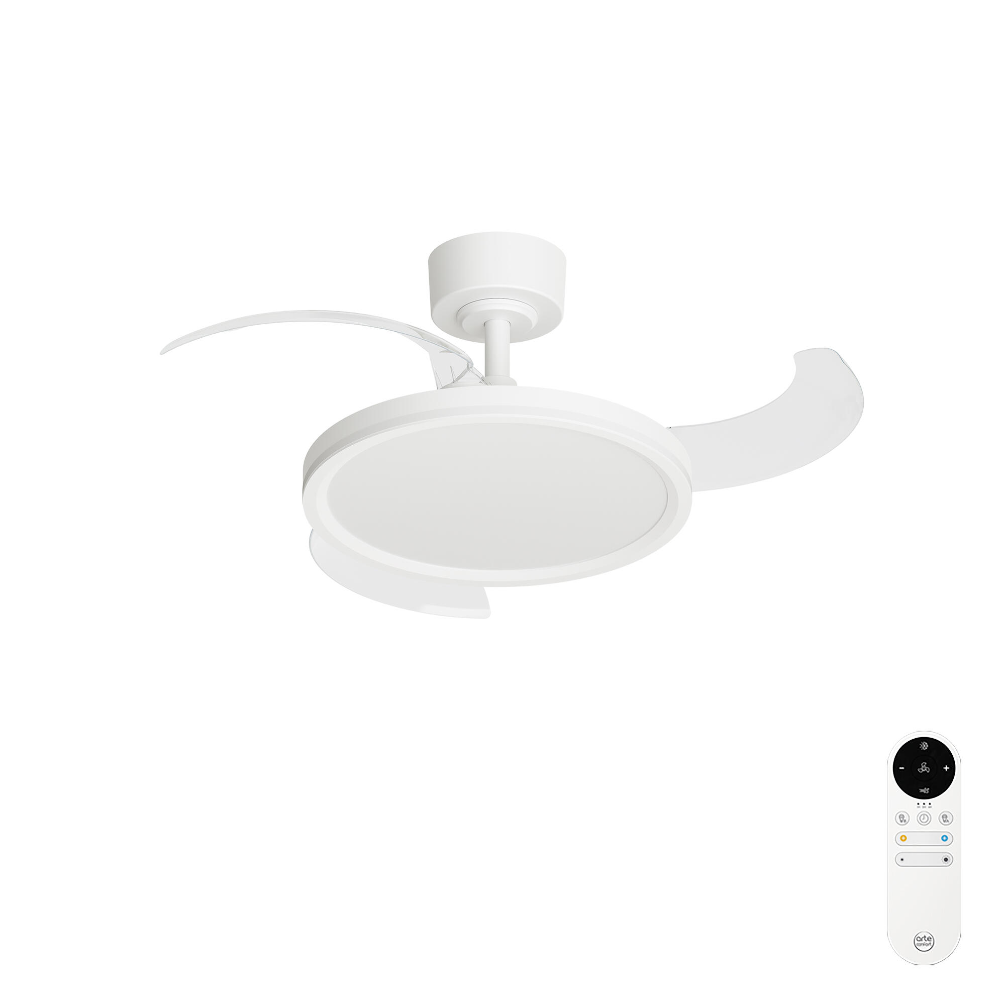 Ventilador de techo con luz silencioso DC 30W con mando ø91 cm Acan S ARTE CONFORT blanco luz CCT 3 aspas| 6 velocidades| modo verano/invierno| temporizador| brisa| recomendado para <13m² - 2