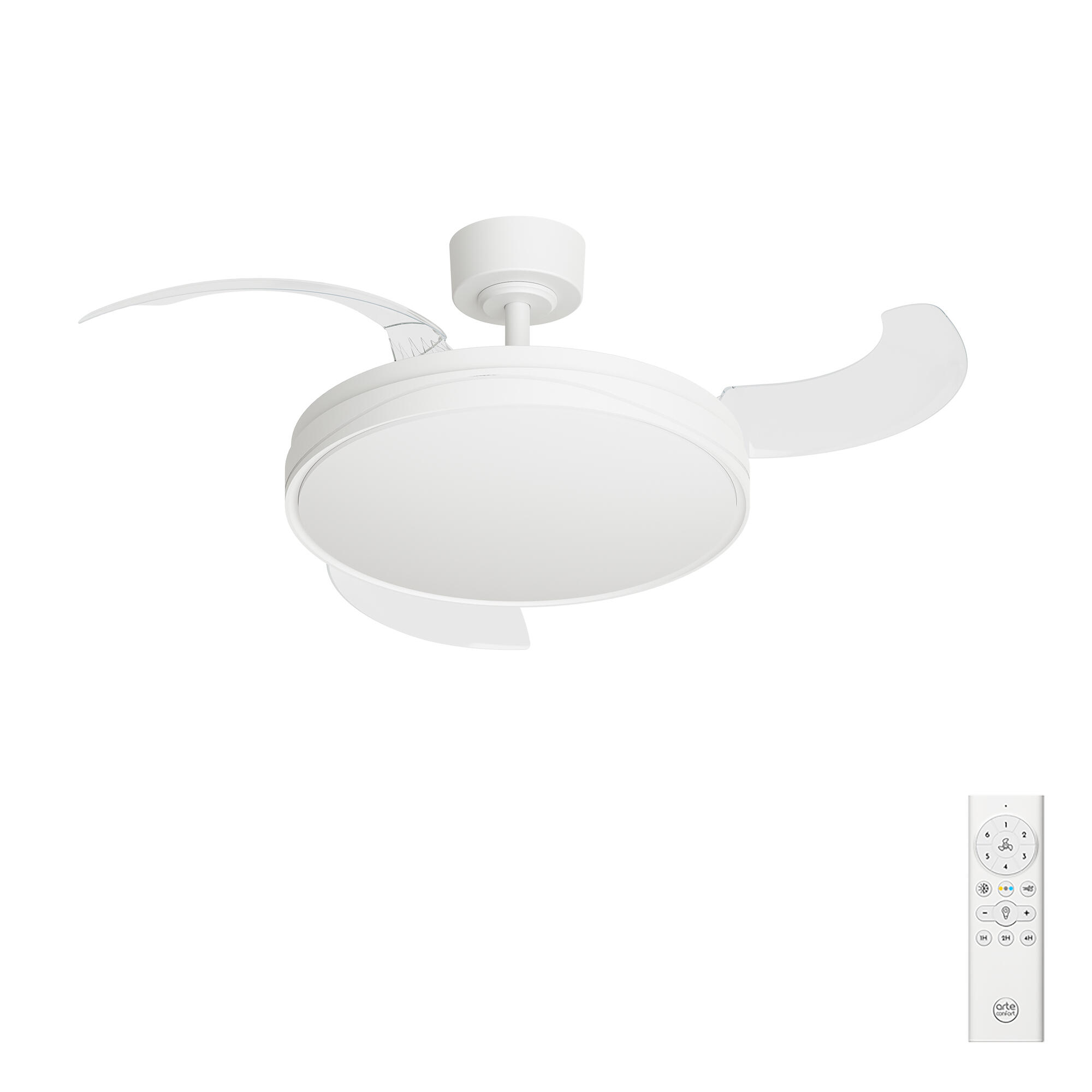 Ventilador de techo con luz silencioso DC con mando Arte Confort Rex blanco 107 cm invierno/verano color luz regulable - 2