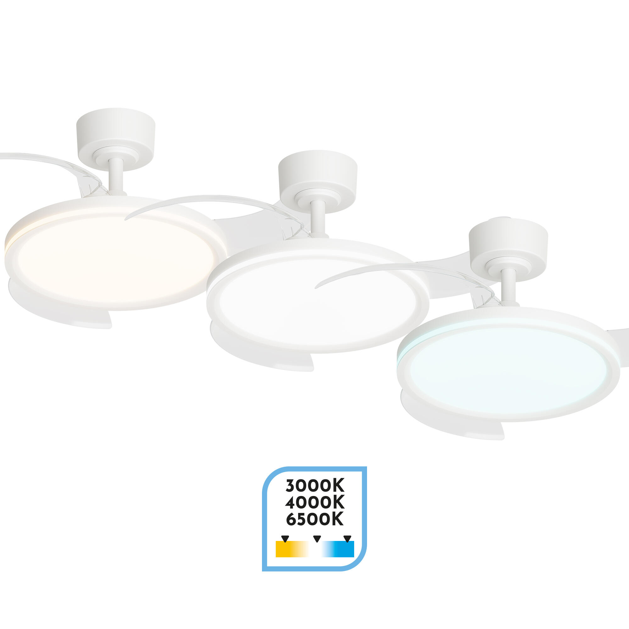 Ventilador de techo con luz silencioso DC 30W con mando ø91 cm Acan S ARTE CONFORT blanco luz CCT 3 aspas| 6 velocidades| modo verano/invierno| temporizador| brisa| recomendado para <13m² - 6