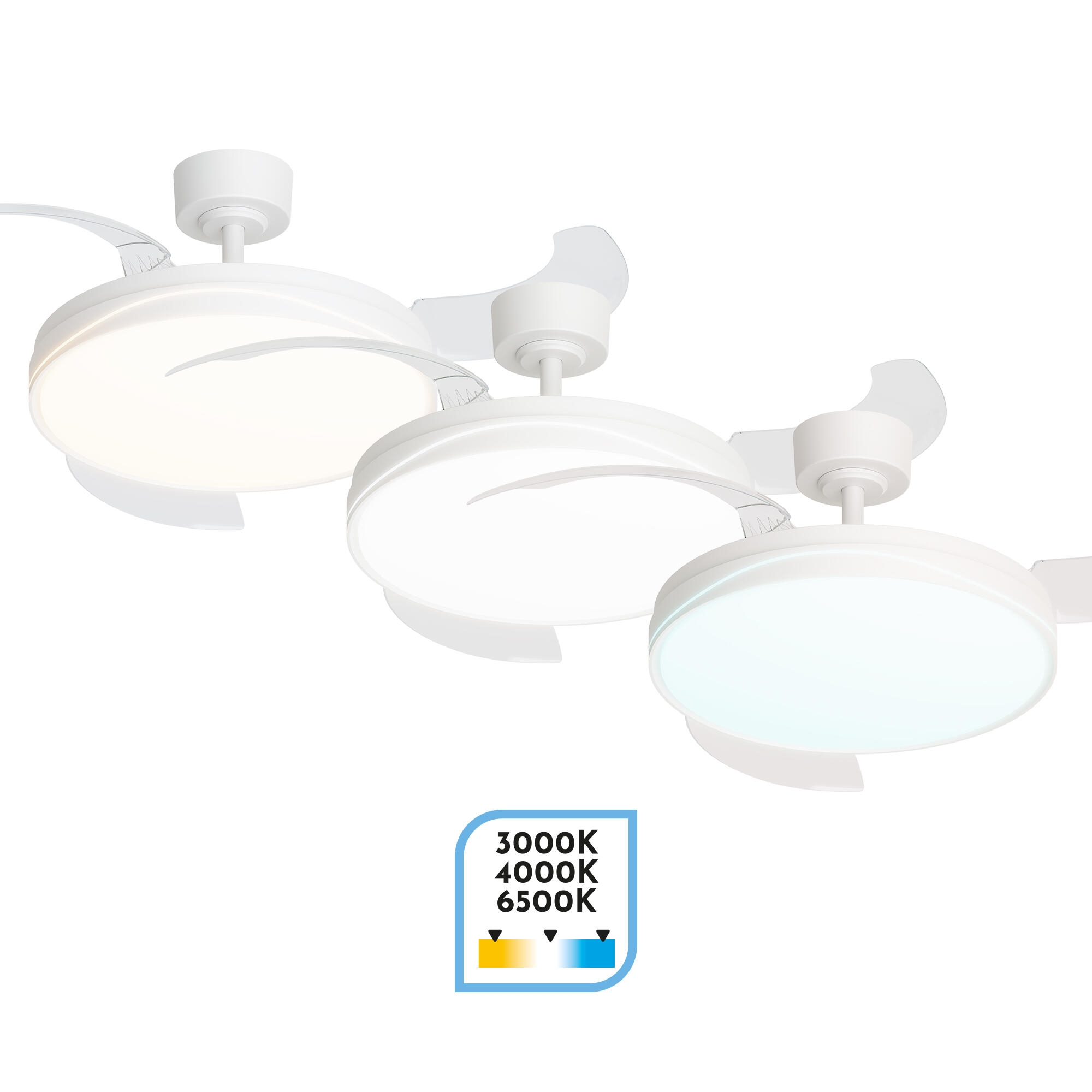 Ventilador de techo con luz silencioso DC con mando Arte Confort Rex blanco 107 cm invierno/verano color luz regulable - 4