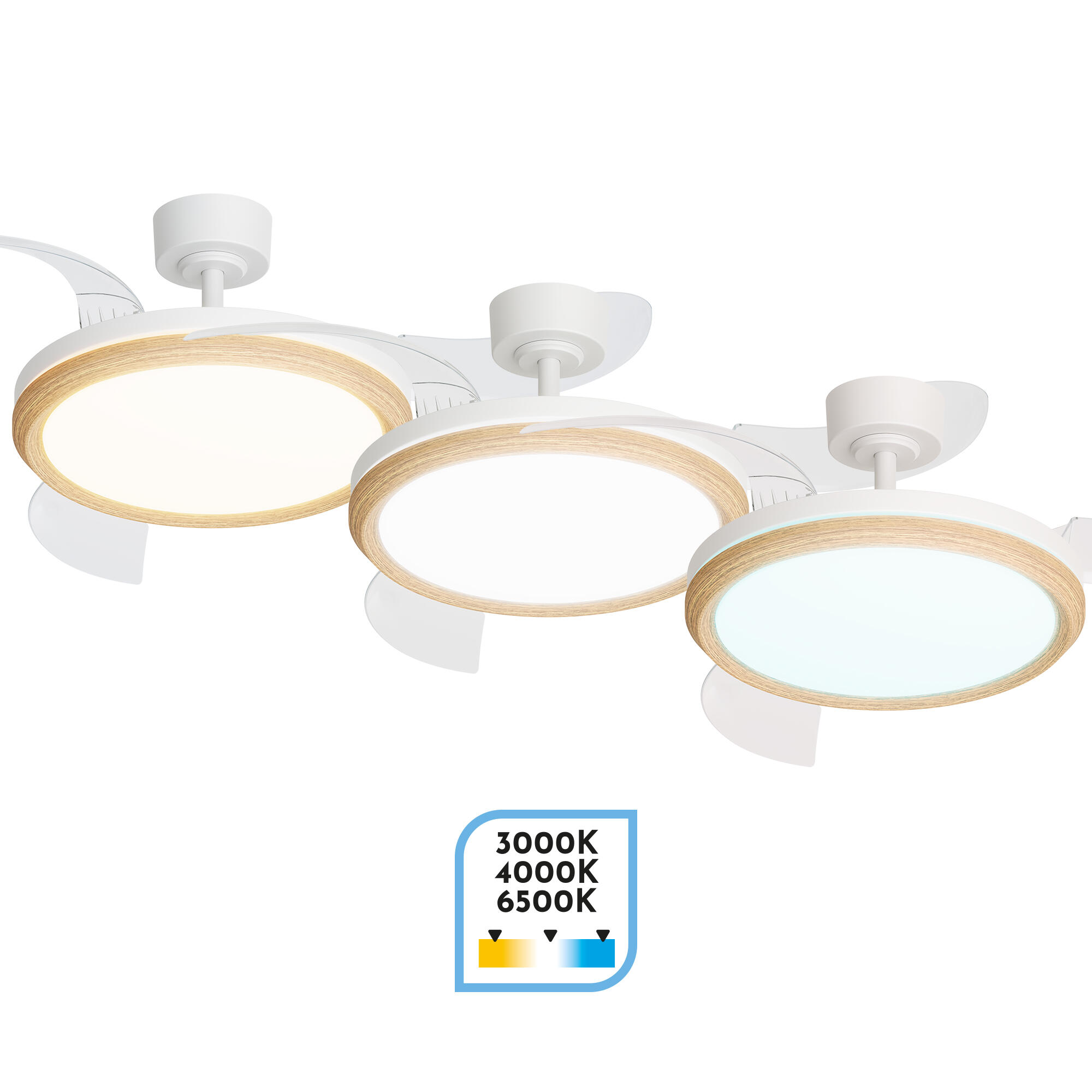 Ventilador de techo con luz retráctil silencioso DC con mando Arte Confort Alvus M blanco 107 cm invierno/verano color luz regulable - 4