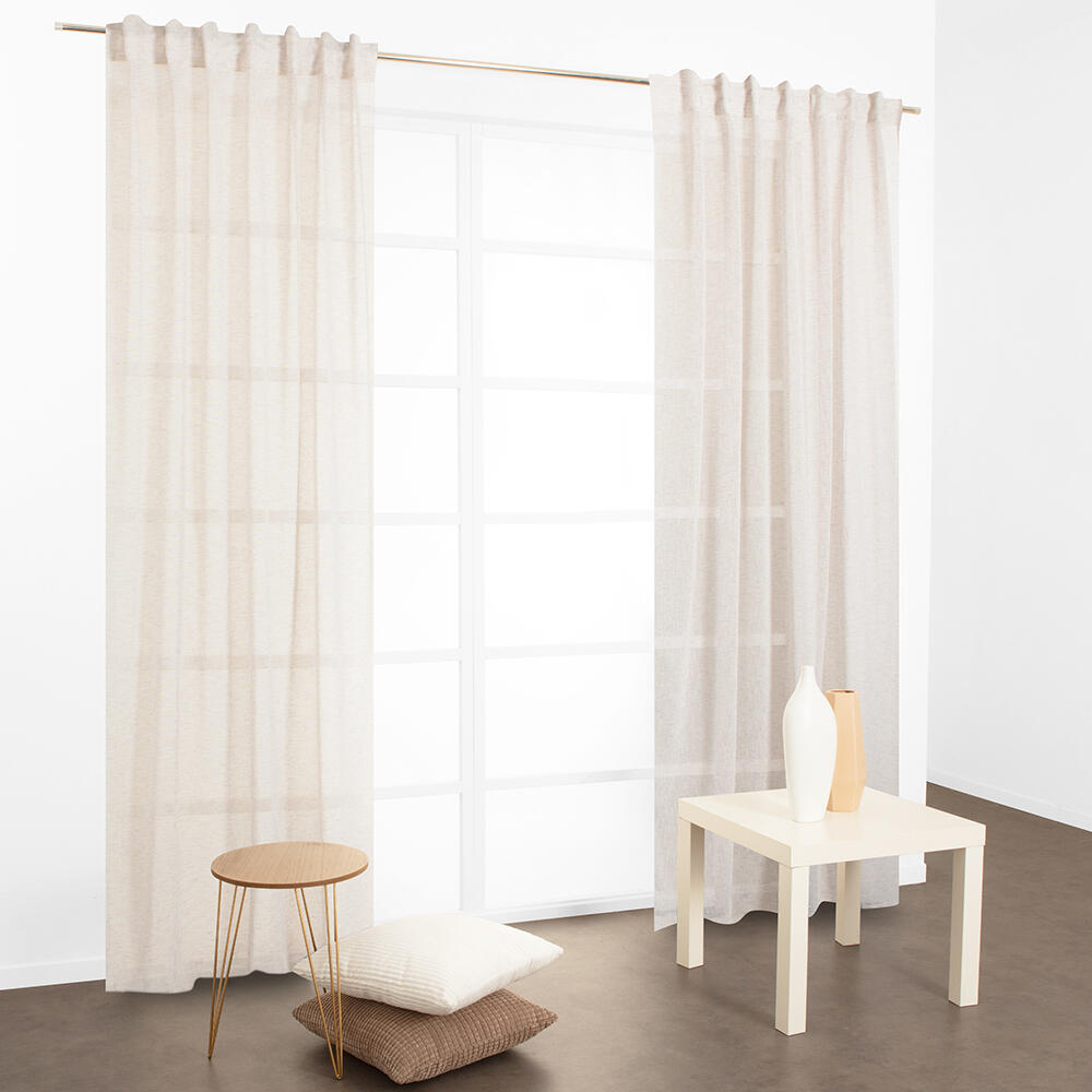 Cortinado 3 em 1 ilhós ou fita ou presilha Vivy 140x280cm cru - 2
