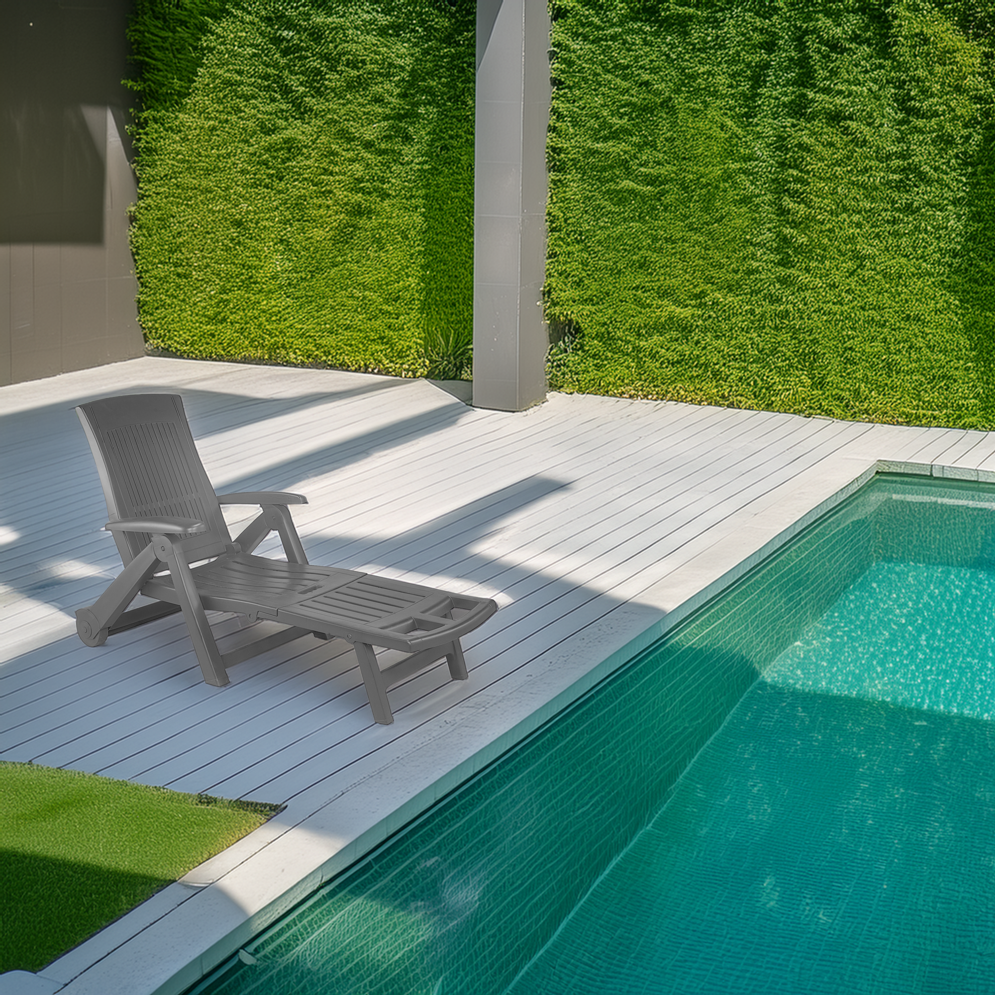 90871337
Leżak ogrodowy składany Zircone z kółkami antracytowy Vog - 5