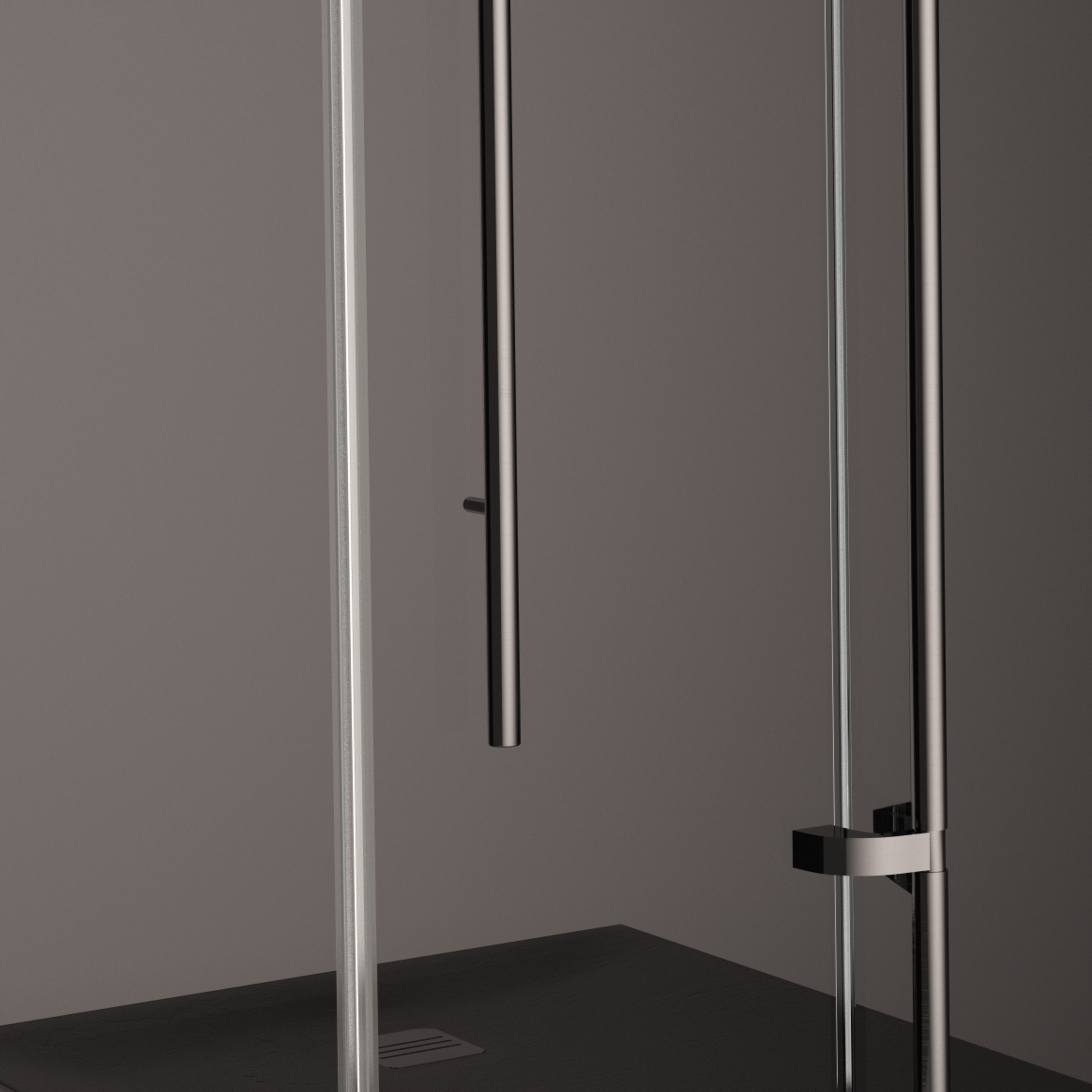 Detal uchwytu i zawiasu kabiny prysznicowej Wellneo Ferra.