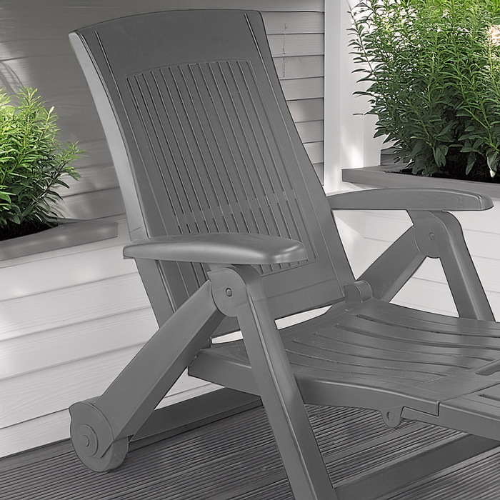 90871337
Leżak ogrodowy składany Zircone z kółkami antracytowy Vog