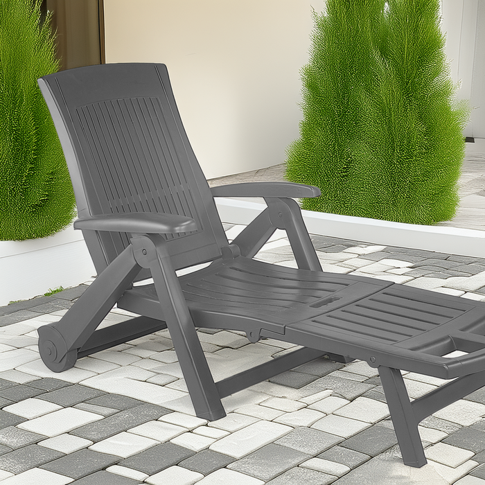 90871337
Leżak ogrodowy składany Zircone z kółkami antracytowy Vog