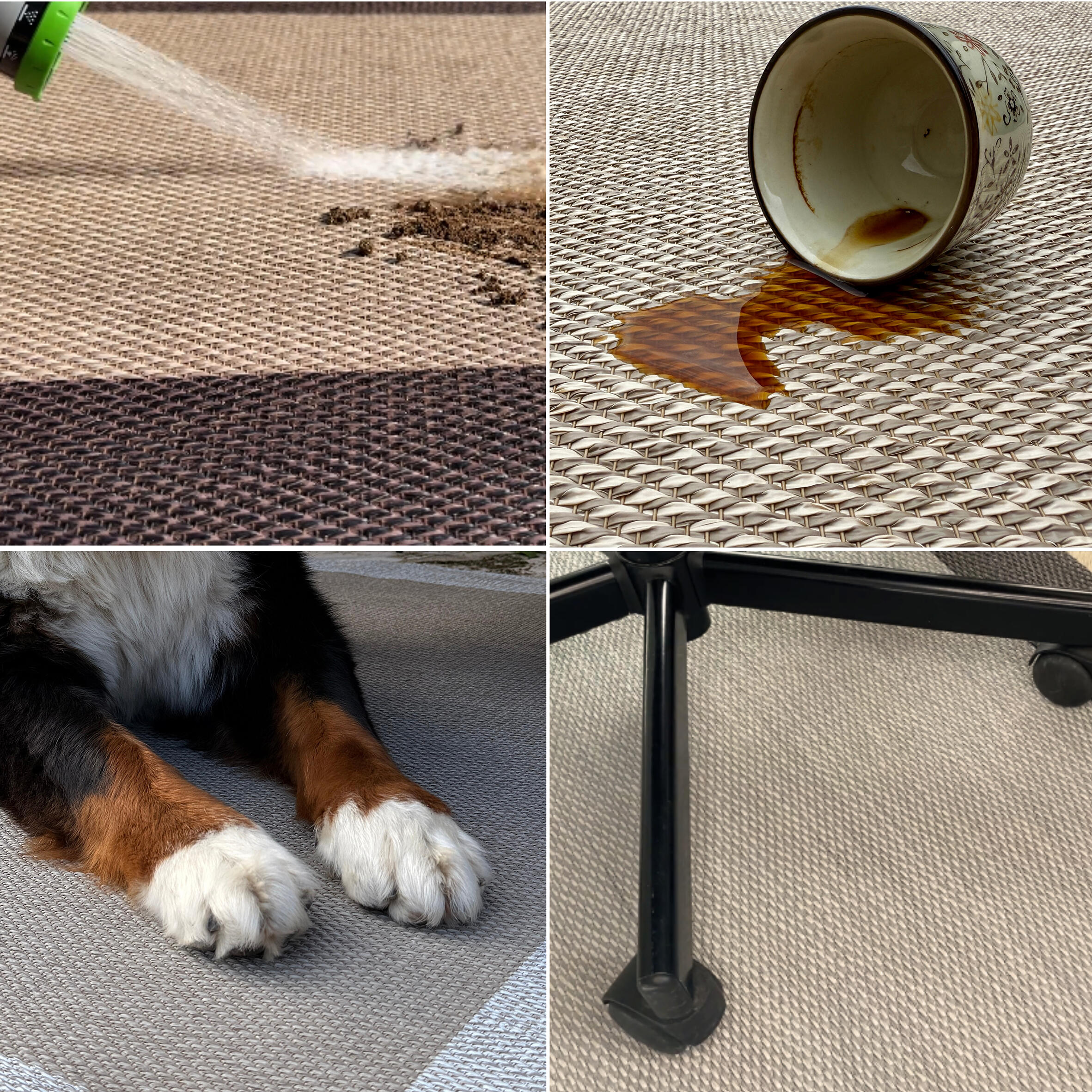 Alfombra exterior/interior pvc tejido plano  base antideslizante Sisaltouch liso beige - choco  120x180cm - 5