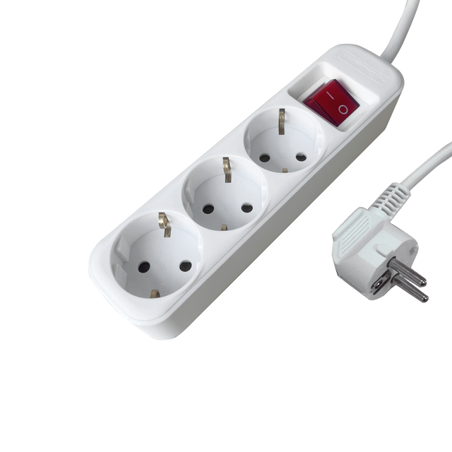 Base múltiple 3 tomas con interruptor LEXMAN 3 metros blanco