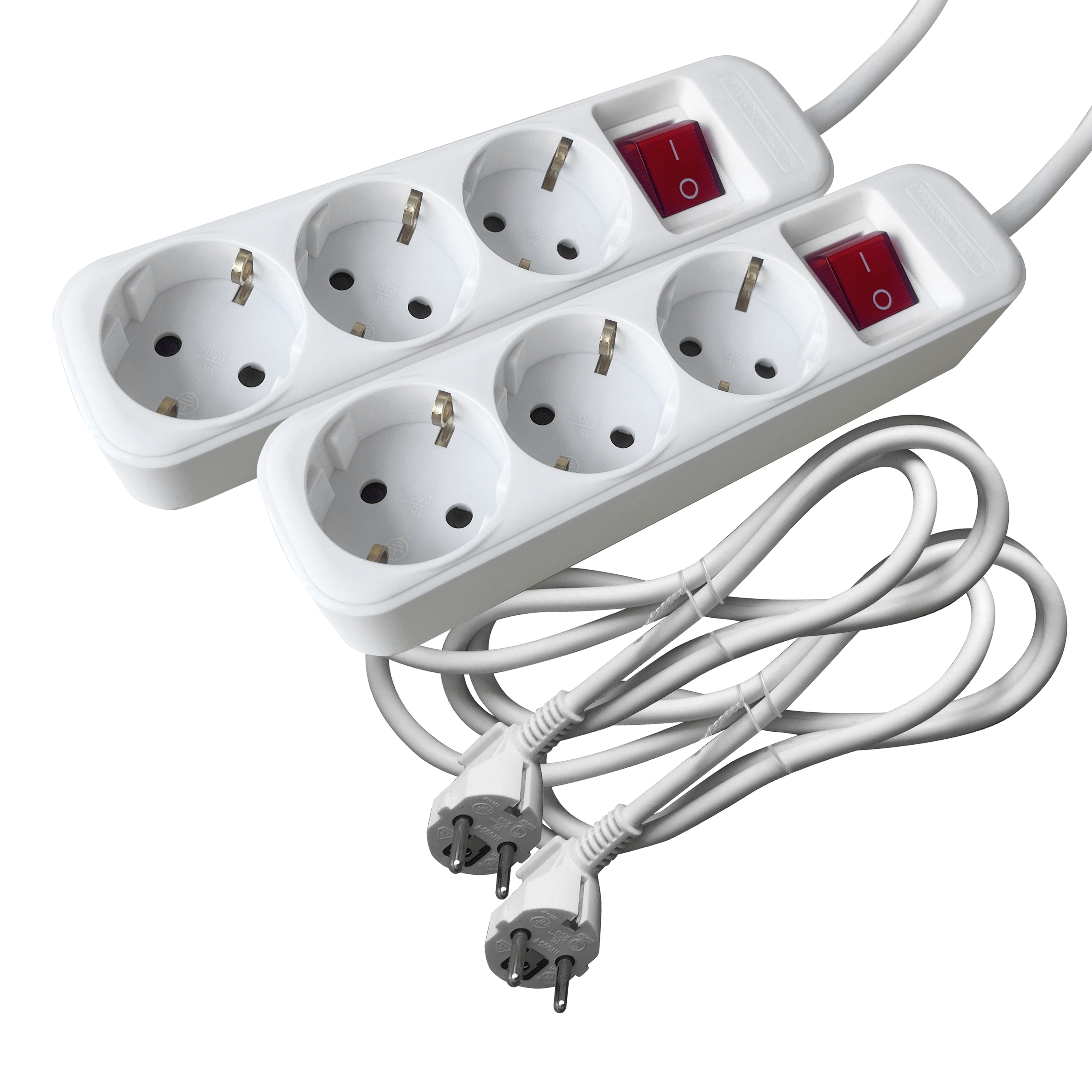 Pack 2 blocos de tomada LEXMAN c/interruptor 3 tomadas 3G1.5 1,5metros branco - 2