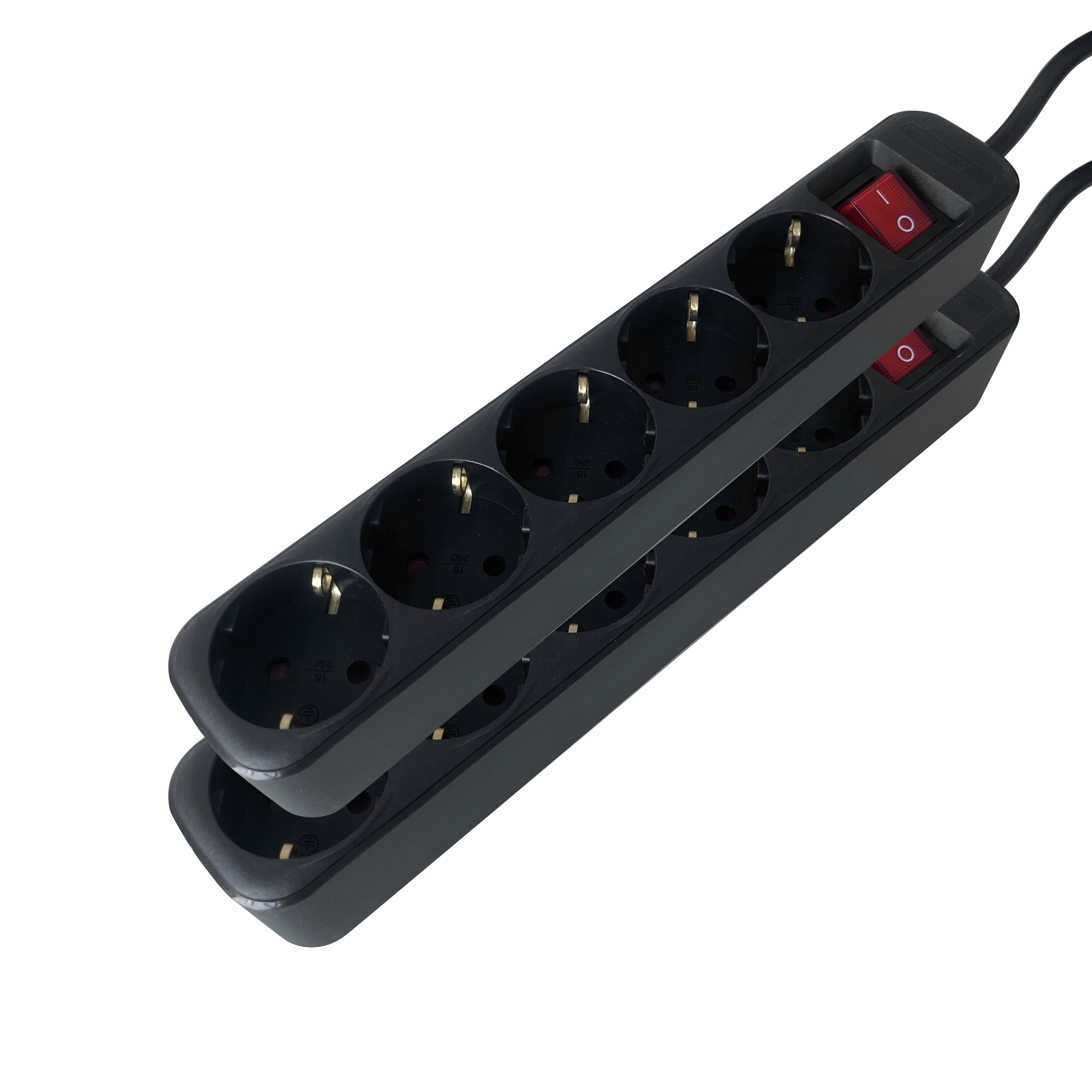 Pack 2 blocos de tomada LEXMAN c/interruptor 5 tomadas 3G1.5 1,5metros preto - 2