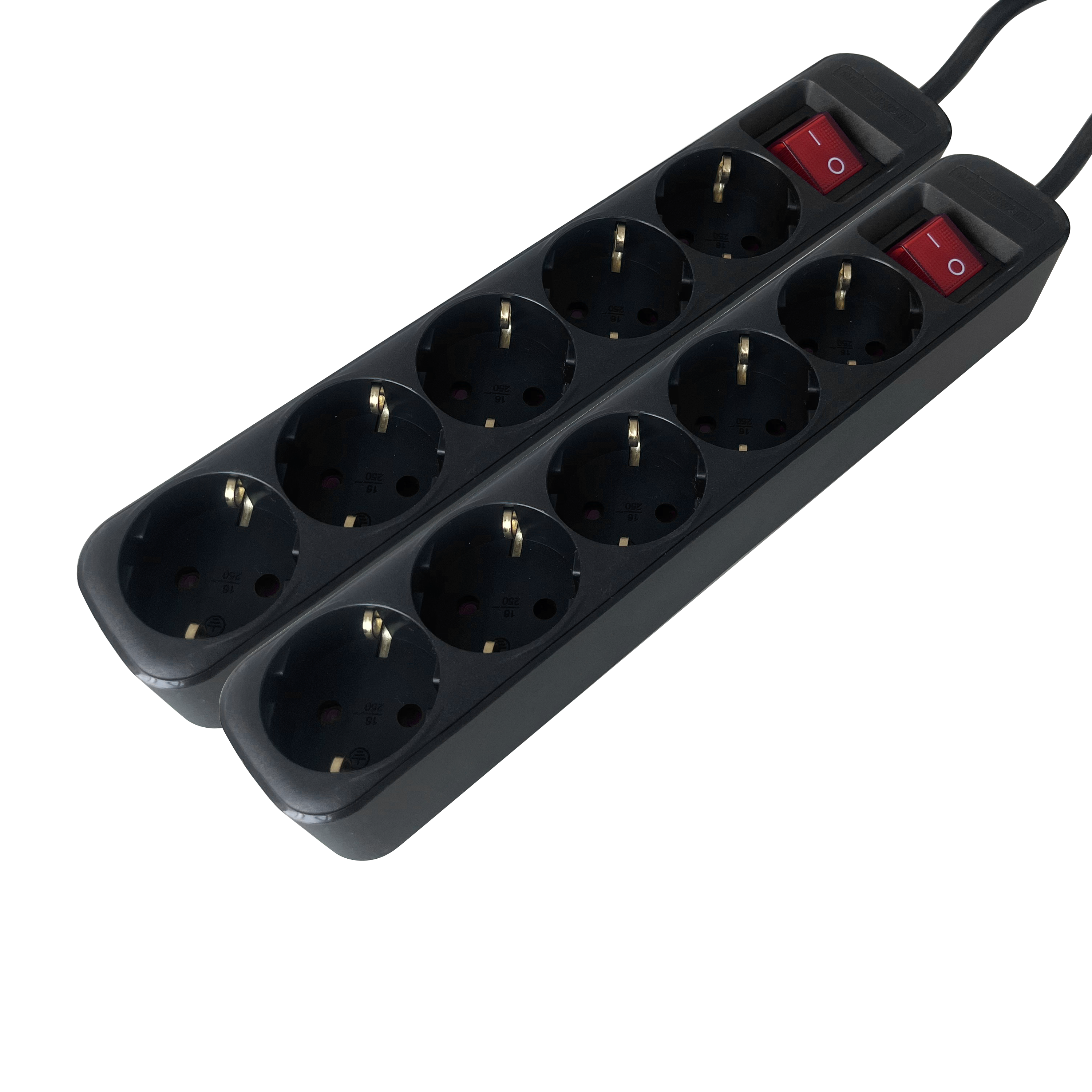 Pack 2 blocos de tomada LEXMAN c/interruptor 5 tomadas 3G1.5 1,5metros preto - 3