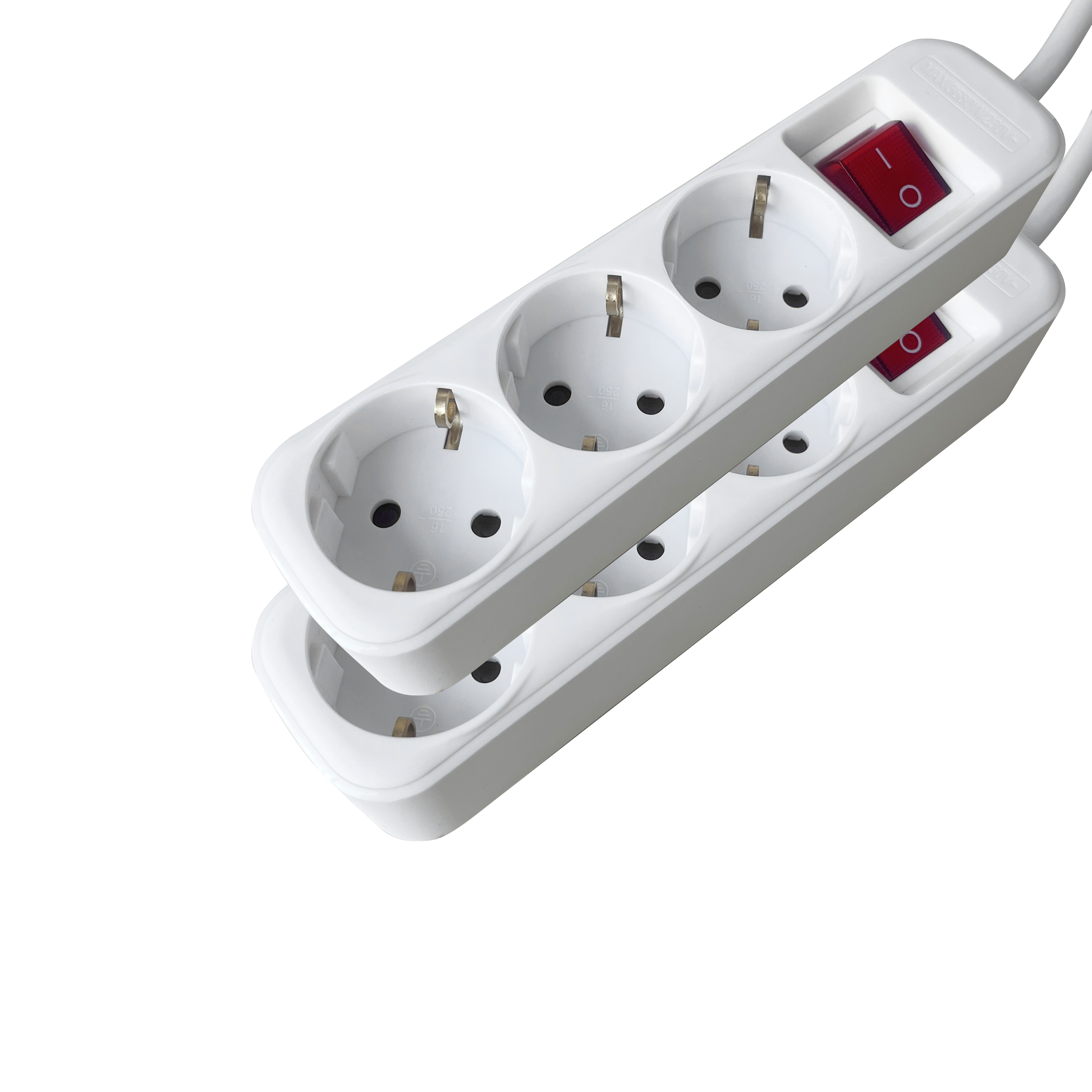 Pack 2 blocos de tomada LEXMAN c/interruptor 3 tomadas 3G1.5 1,5metros branco - 4