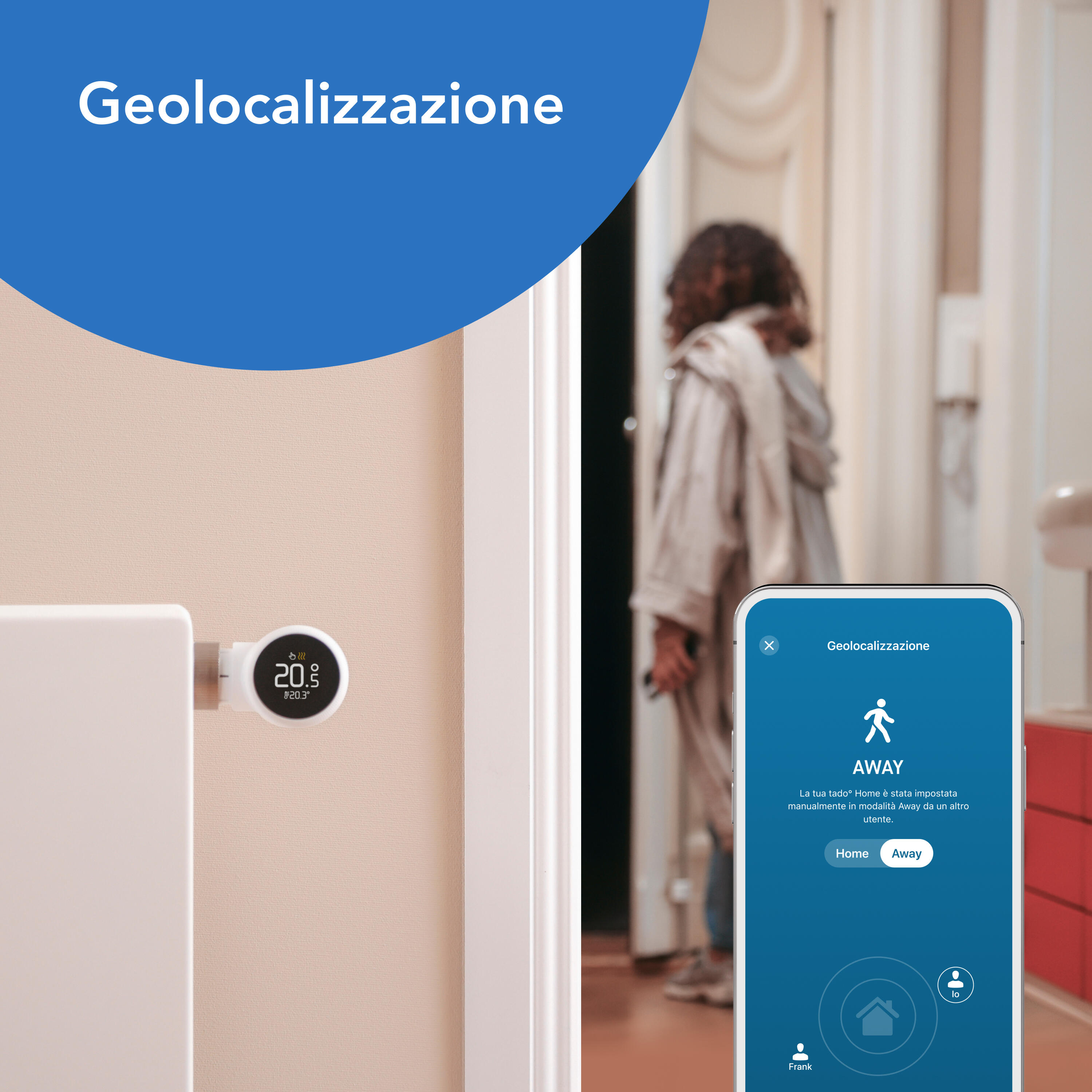 Valvola termostatica connessa TADO ad angolo 1