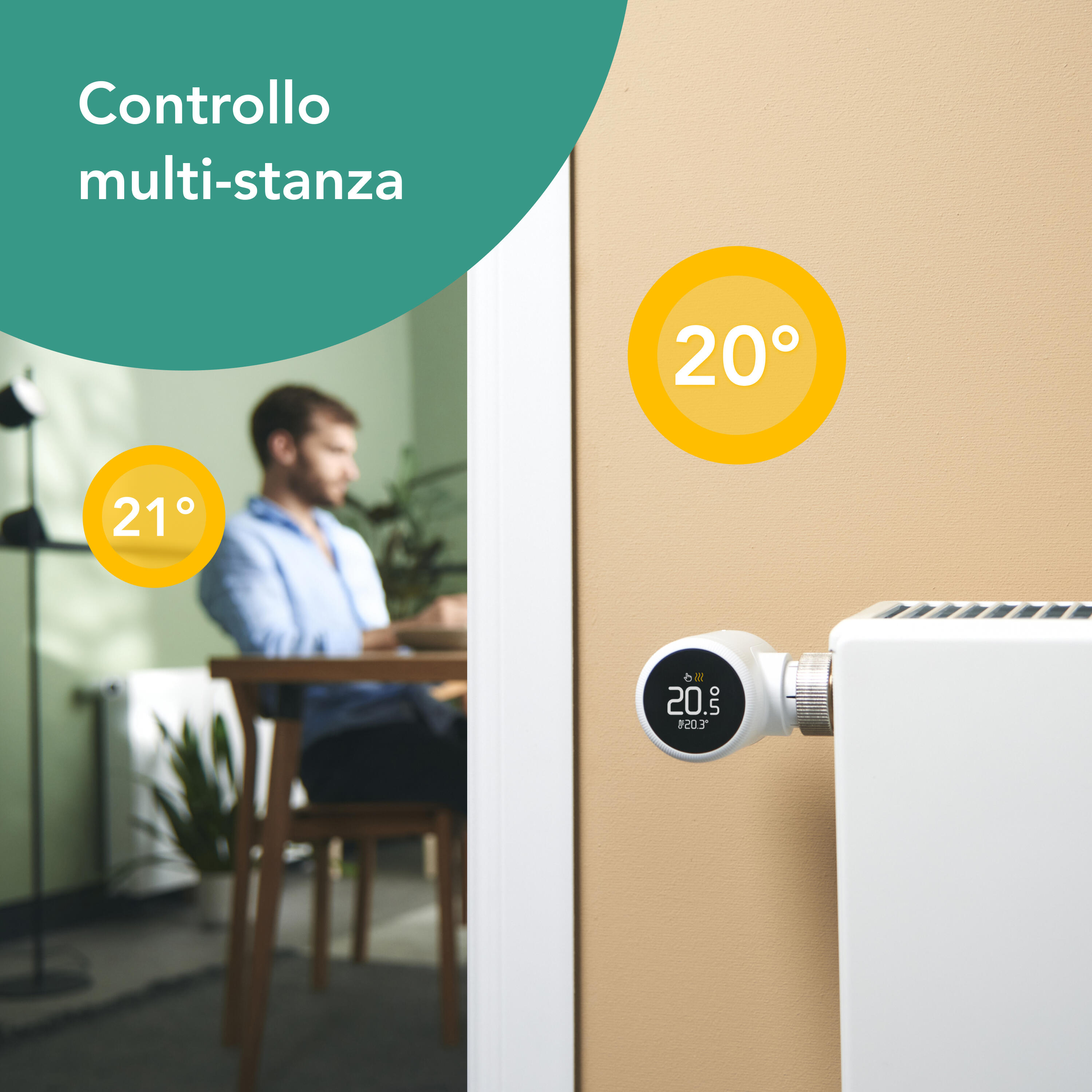 Valvola termostatica connessa TADO ad angolo 1