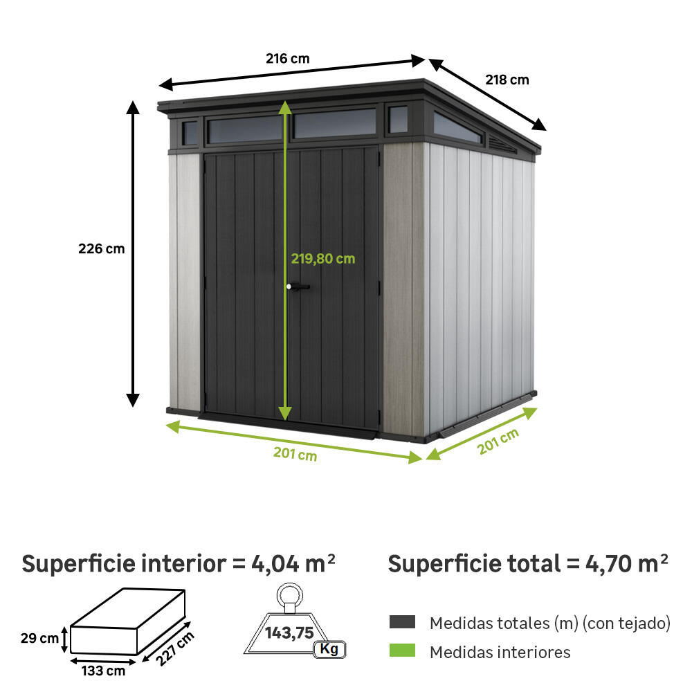Caseta de resina Artisan de 214x226x218 cm y 4.66 m2 - 2