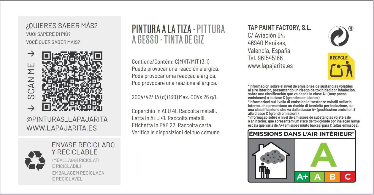 Pintura a la tiza exterior La Pajarita 750ml ceniza - 5