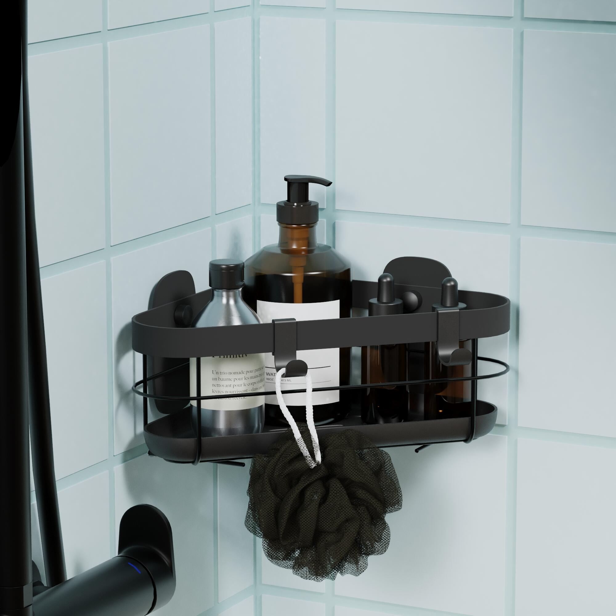 Organizador de ducha Remix negro acero mate con 1 altura para atornillar 21.5x10.3x21.5 cm - 5