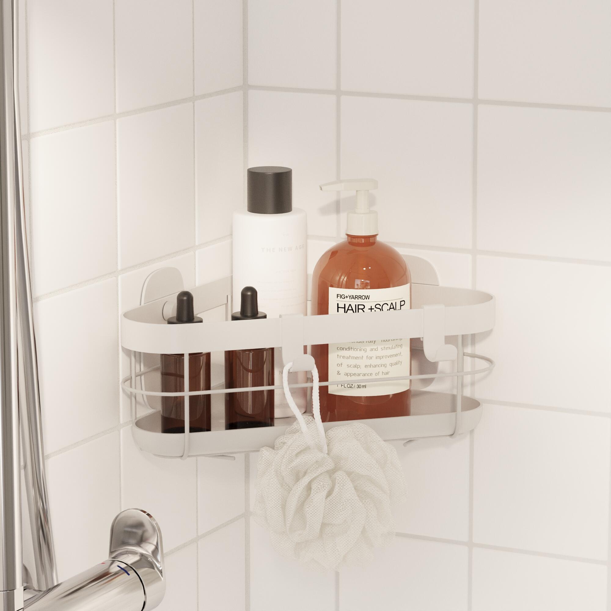 Etagère de douche d'angle blanche à visser ou à coller au mur remix SENSEA - 2