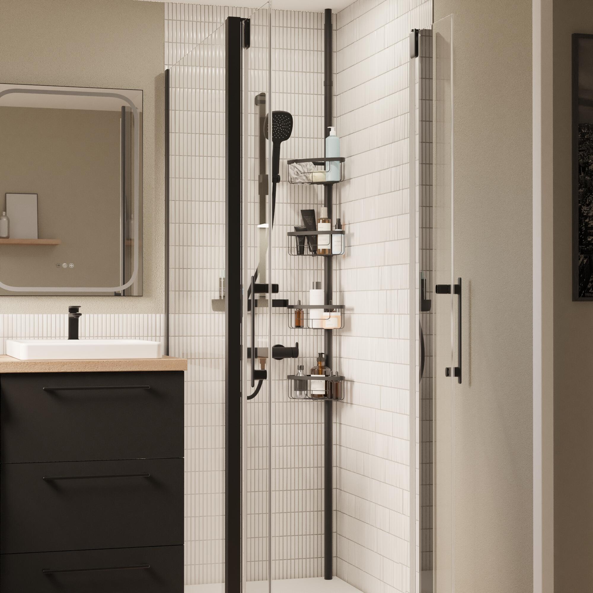 Cesto de duche telescópico 4 Níveis preto essential Sensea - 4