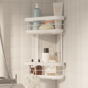 Porte-savon / Étagère De Douche D'angle - Céramique Composite Blanc Brillant - 5,16 X 5,16 X 0,75 Pouces - Neuf