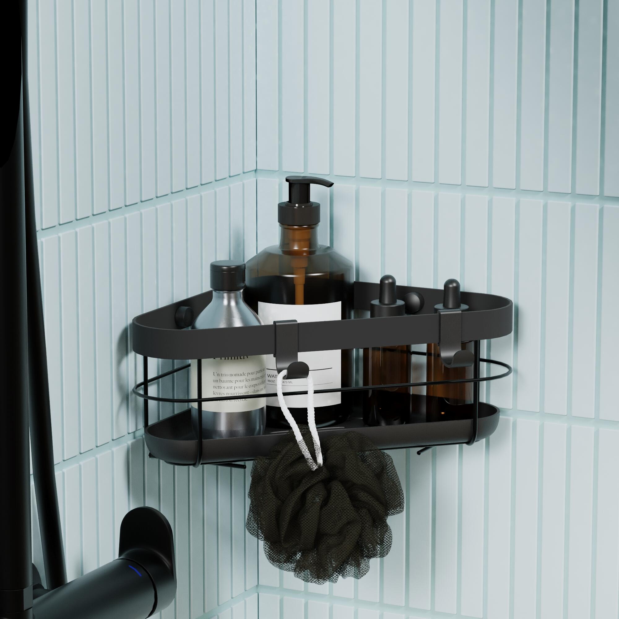 Organizador de ducha Remix negro acero mate con 1 altura para atornillar 21.5x10.3x21.5 cm - 3