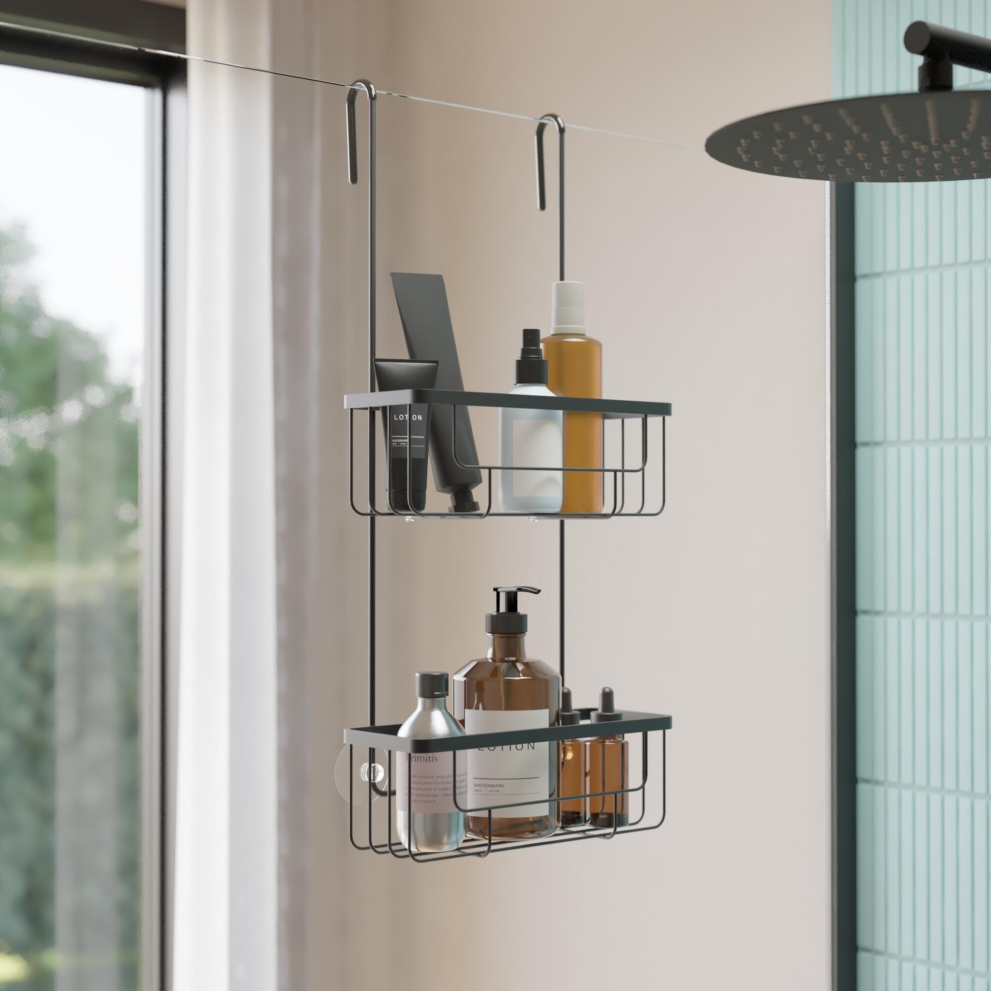 Pólka łazienkowa na kabinę 2 poziomy Essential czarna Sensea - 3