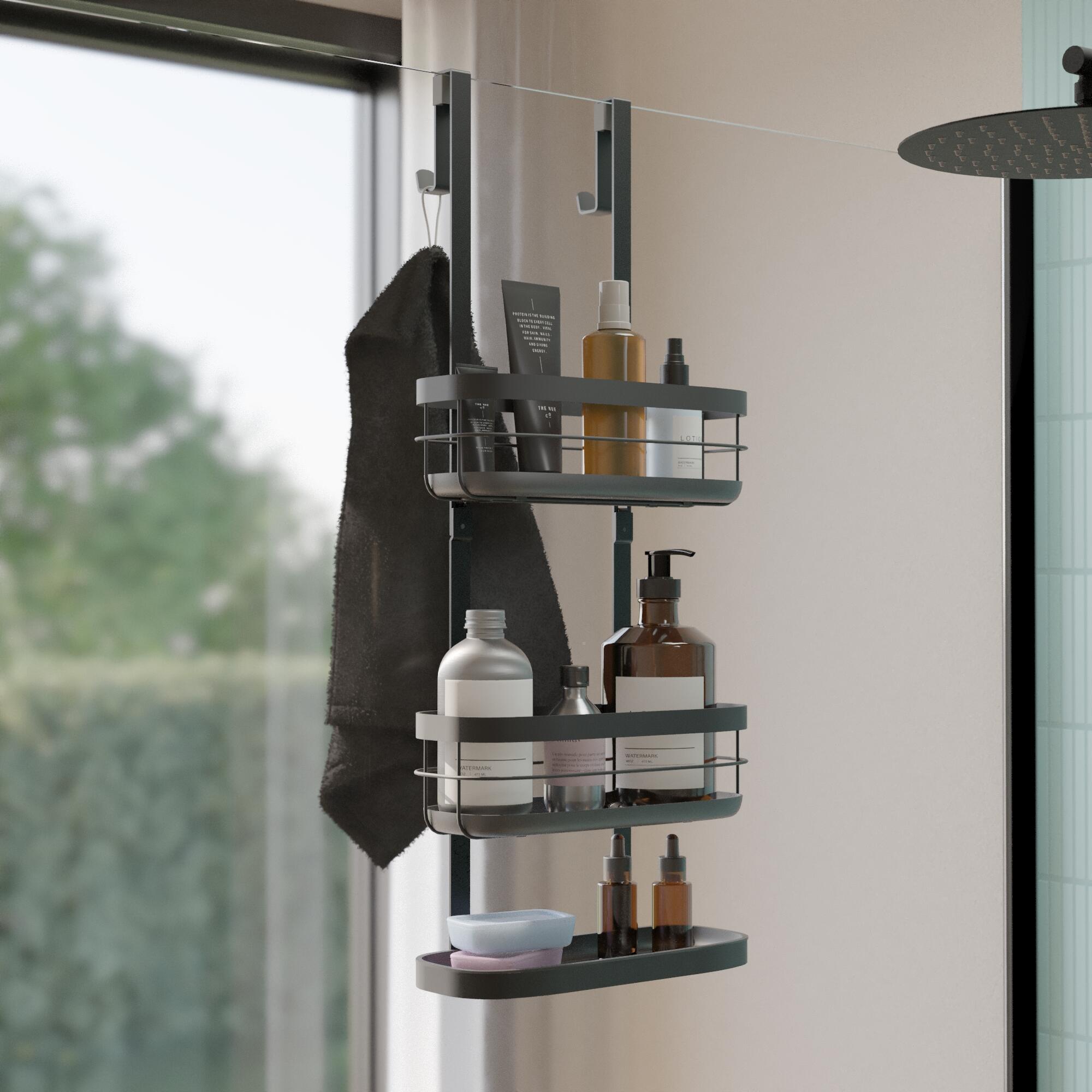 Organizador de ducha Remix negro acero mate con 3 alturas para colgar 31x75.4x17.9 cm - 4