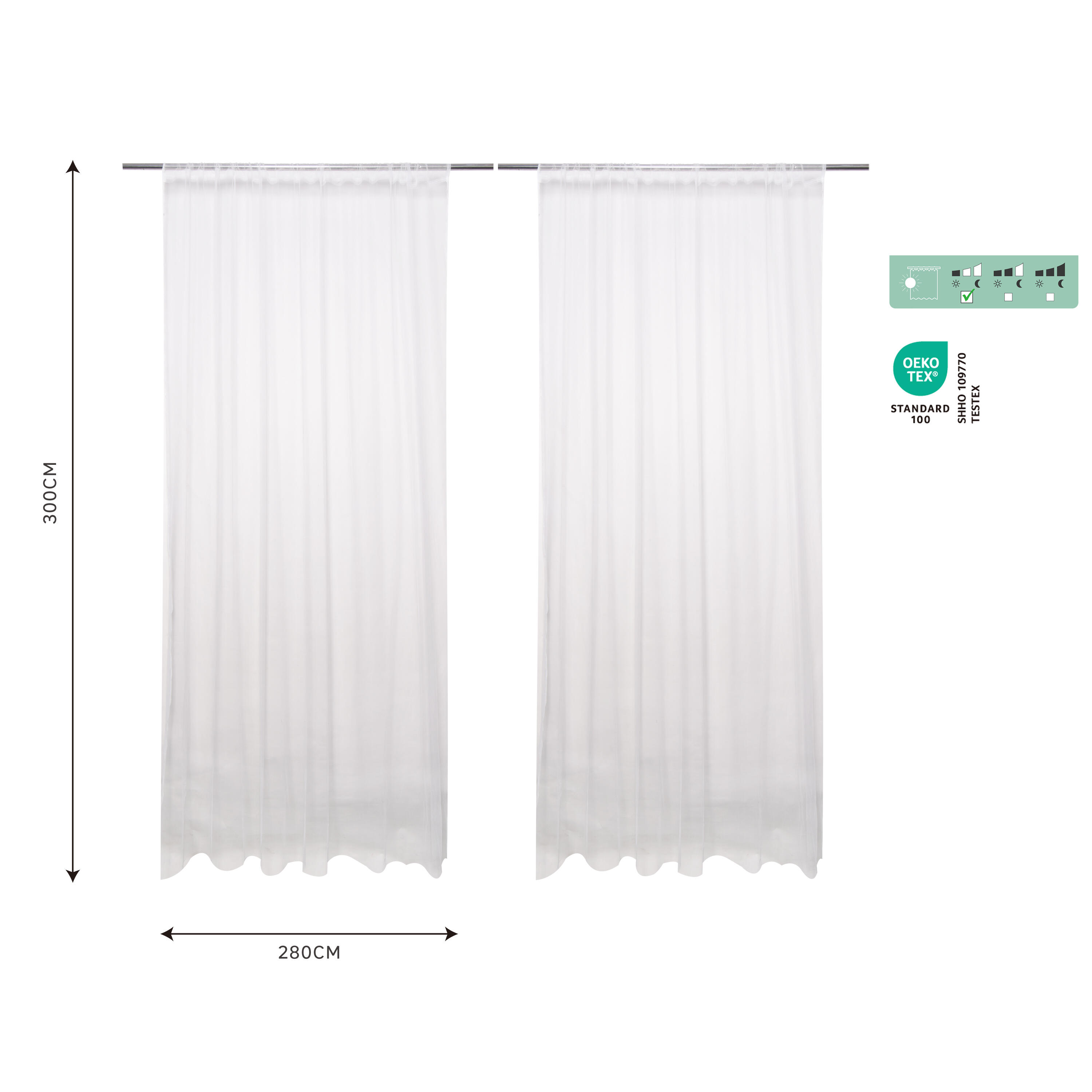 2 Cortinados rede passa-varão Doble 280x300cm branco Inspire - 6