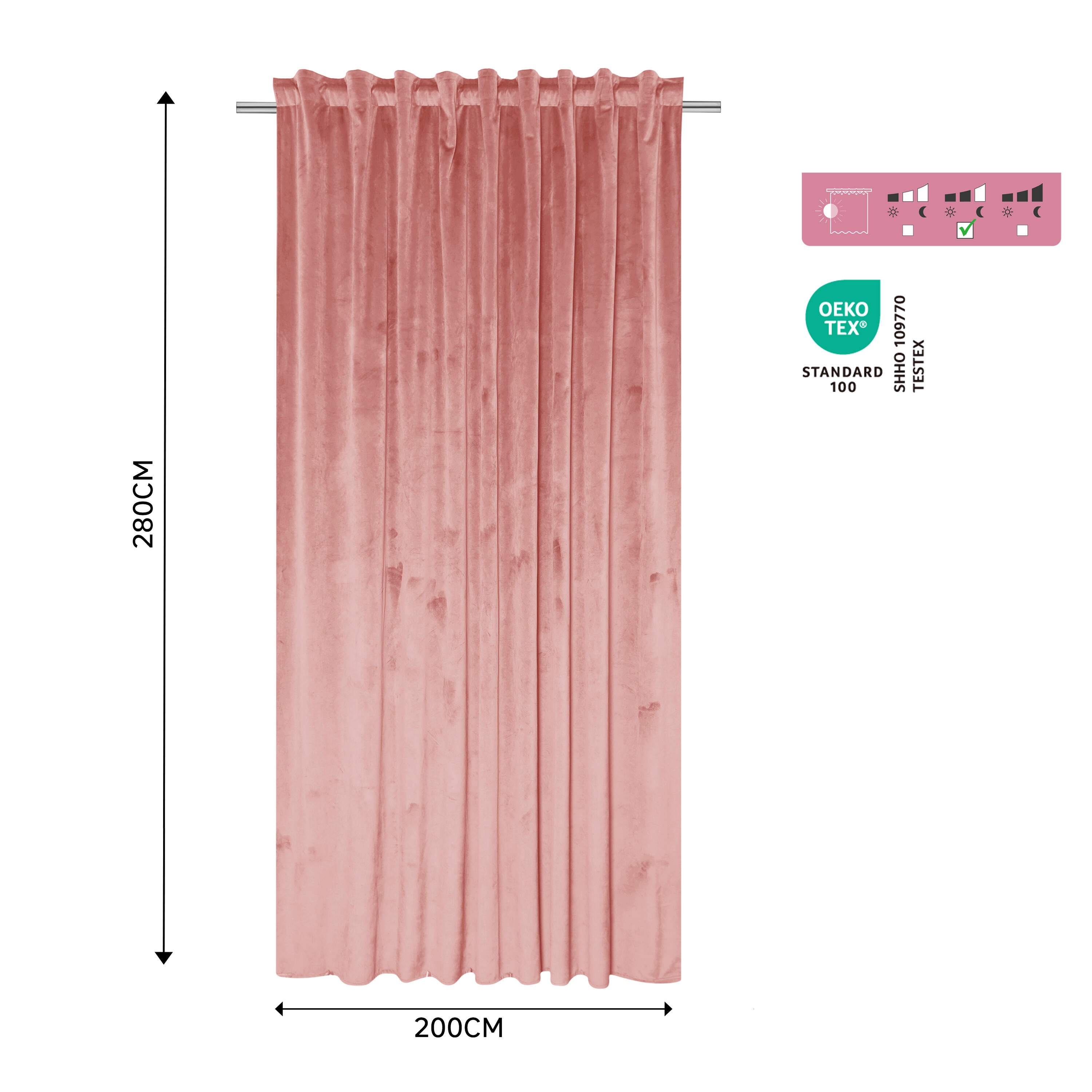 Zasłona welurowa Tony różowa 200 x 280 cm na taśmie Inspire - 13